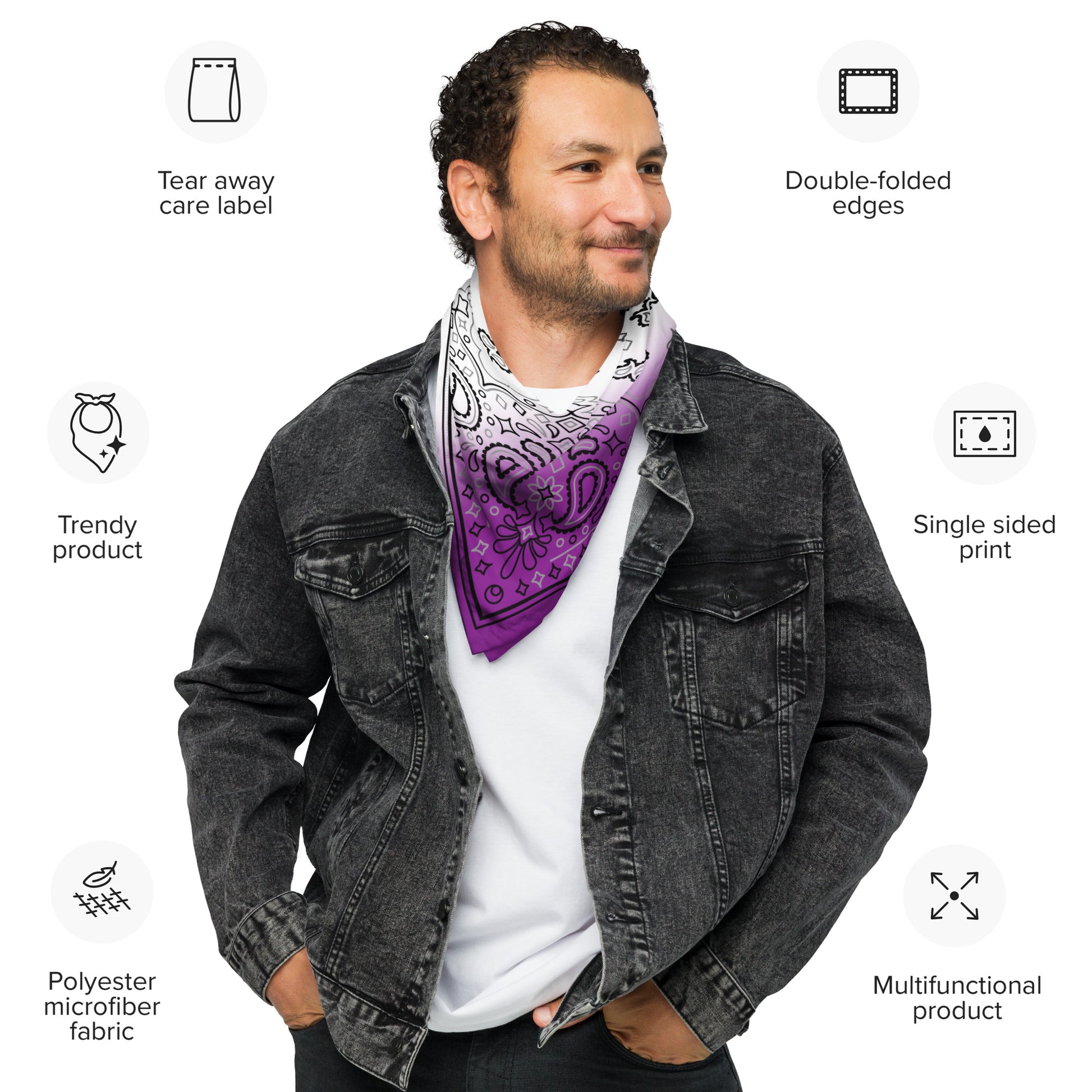 Asexual Ace Pride Paisley Bandana Hanky Code all-over-print-bandana-white-l-front-654d5ee10f91b