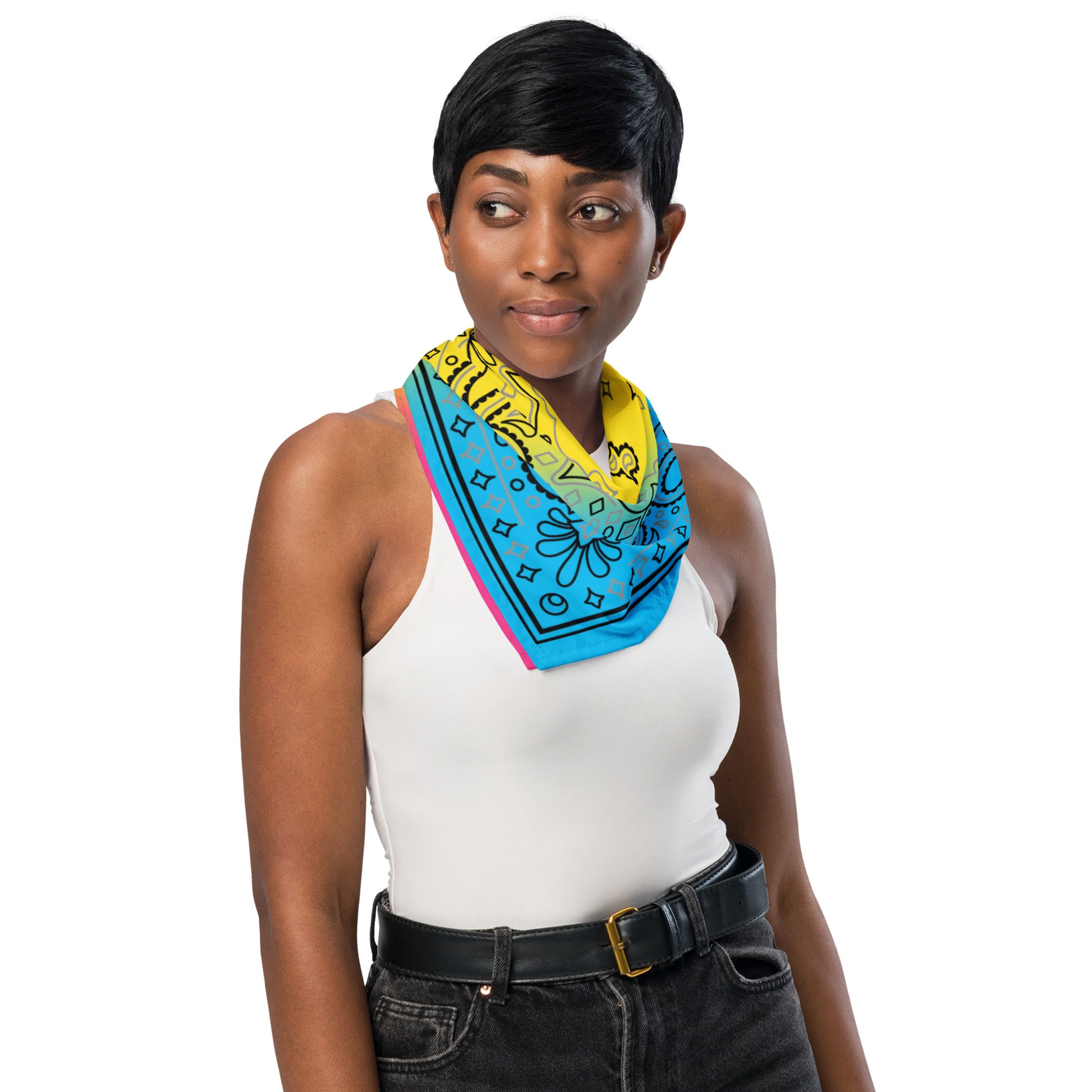 Pansexual Pan Pride Paisley Bandana Hanky Code all-over-print-bandana-white-l-front-654d600e48e60