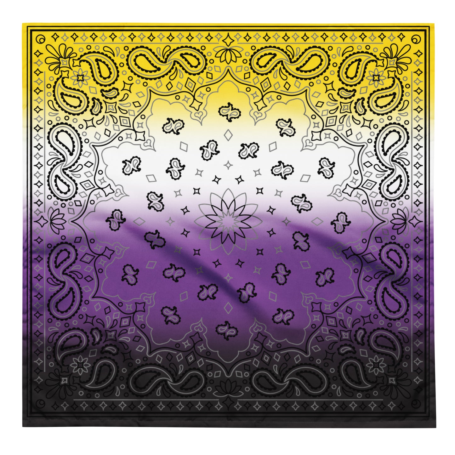 Nonbinary Enby Pride Paisley Bandana Hanky Code L Nonbinary all-over-print-bandana-white-l-front-654d60b511191