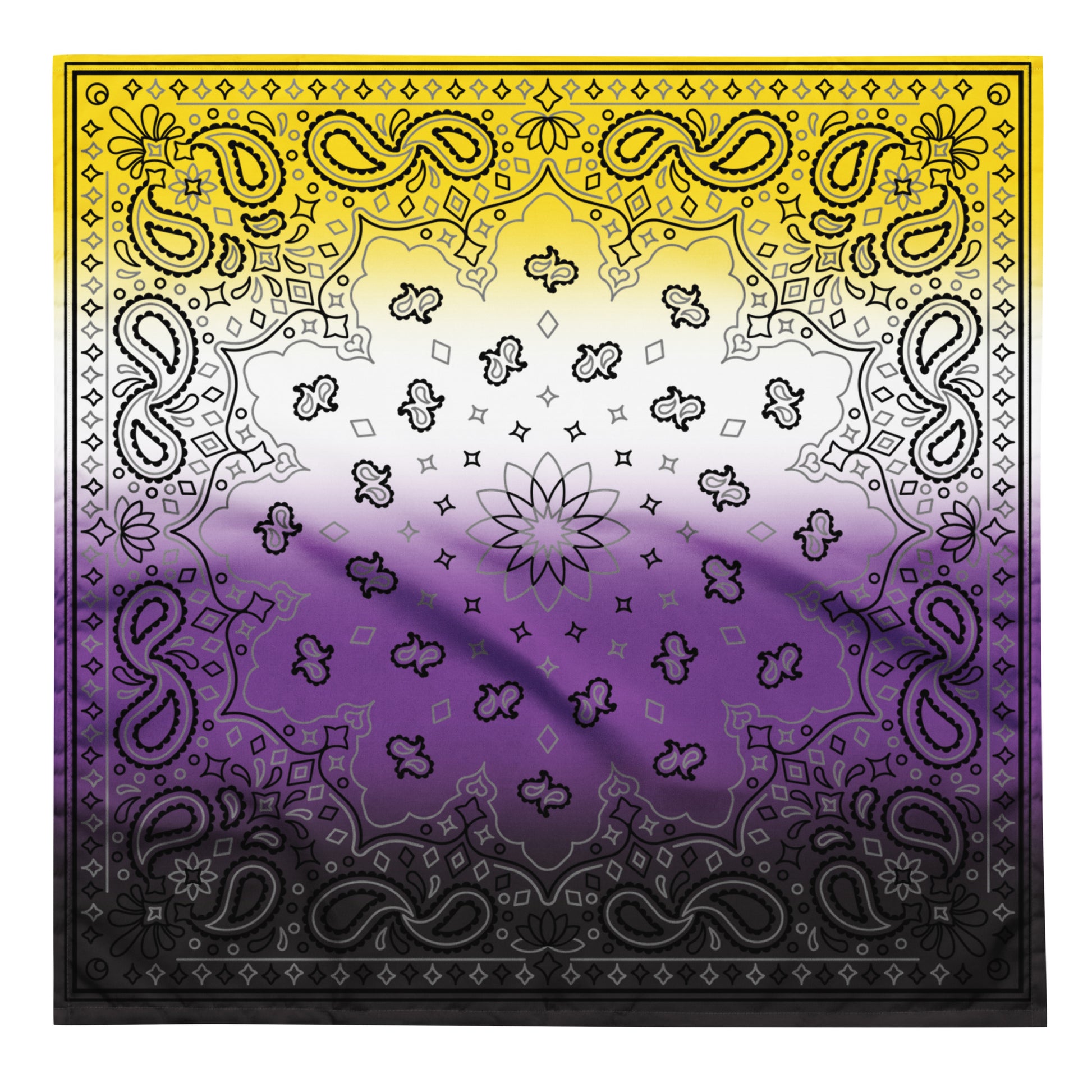 Nonbinary Enby Pride Paisley Bandana Hanky Code L Nonbinary all-over-print-bandana-white-l-front-654d60b511191