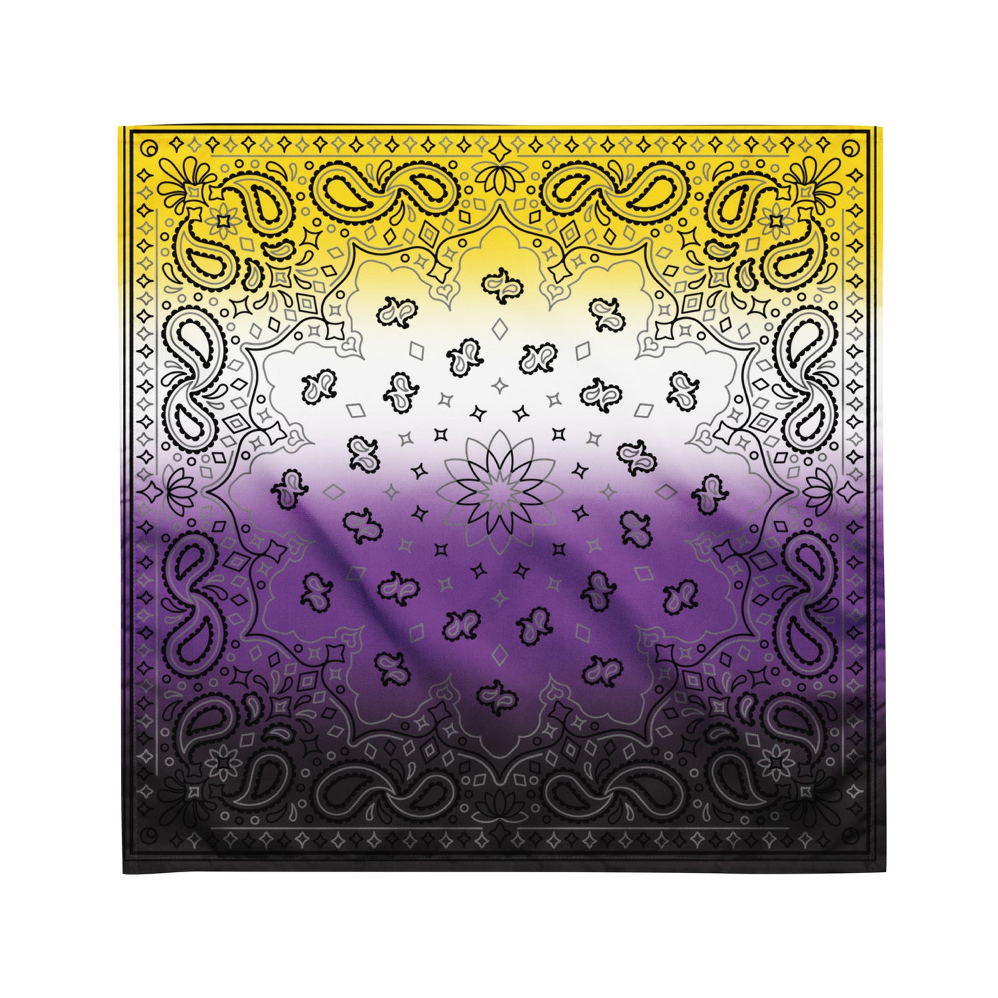 Nonbinary Enby Pride Paisley Bandana Hanky Code M Nonbinary all-over-print-bandana-white-m-front-654d60b5122e1