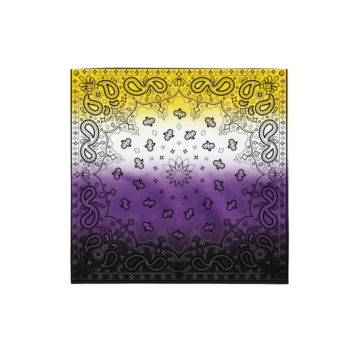 Nonbinary Enby Pride Paisley Bandana Hanky Code S Nonbinary all-over-print-bandana-white-s-front-654d60b51227a