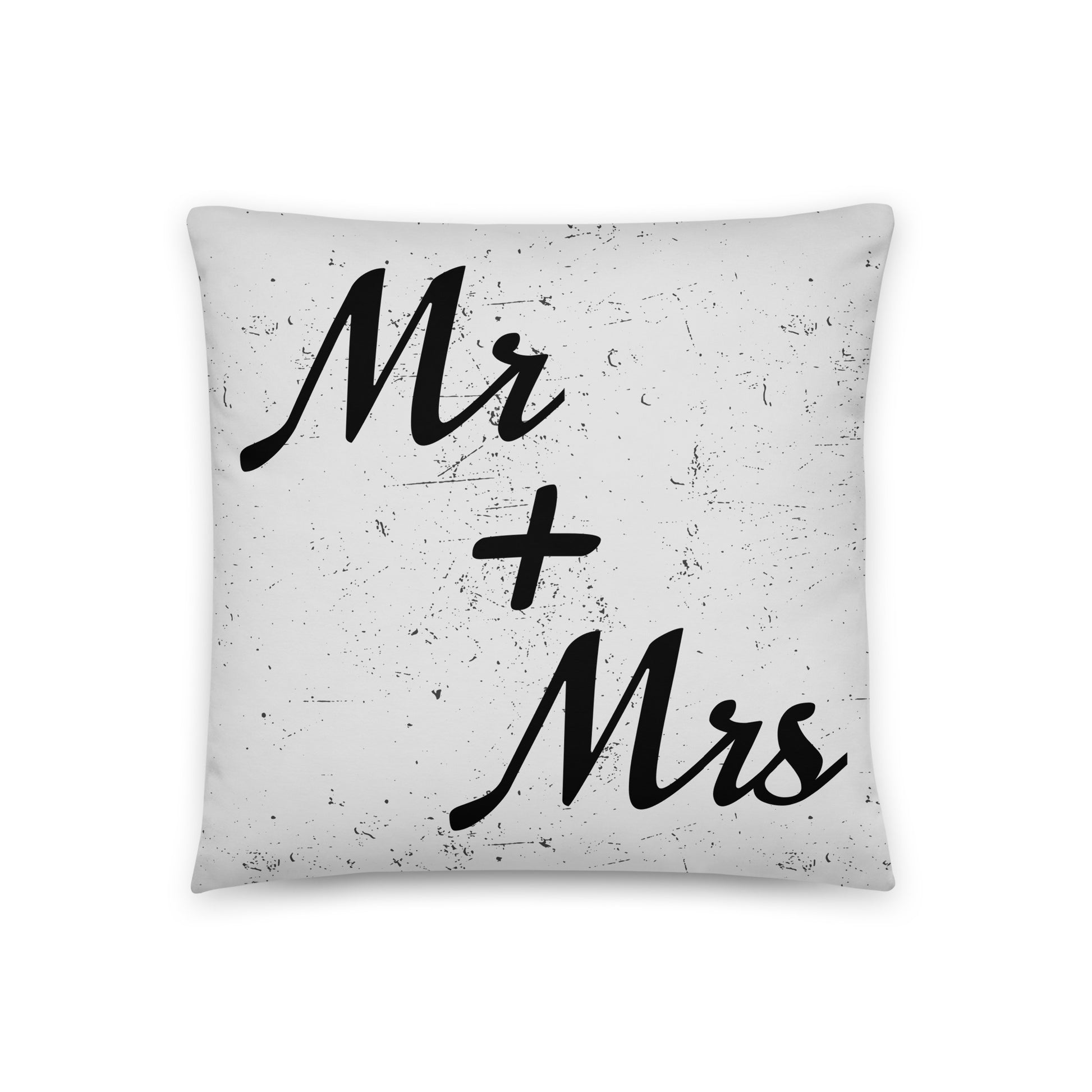 Mr and Mrs Wedding Engagement Throw Pillow 18″×18″ all-over-print-basic-pillow-18x18-front-64ee60b5ed3e2