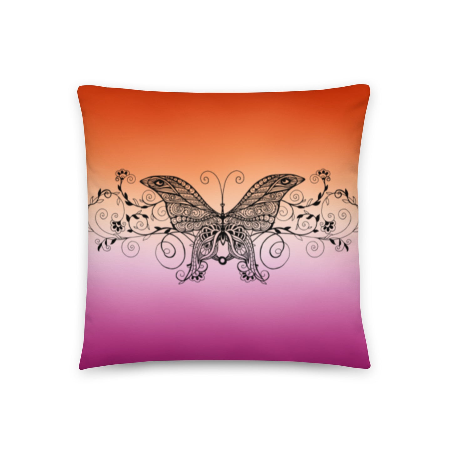 Lesbian Pride Butterfly Print Throw Pillow 18″×18″ Lesbian Multi all-over-print-basic-pillow-18x18-front-65513232050eb