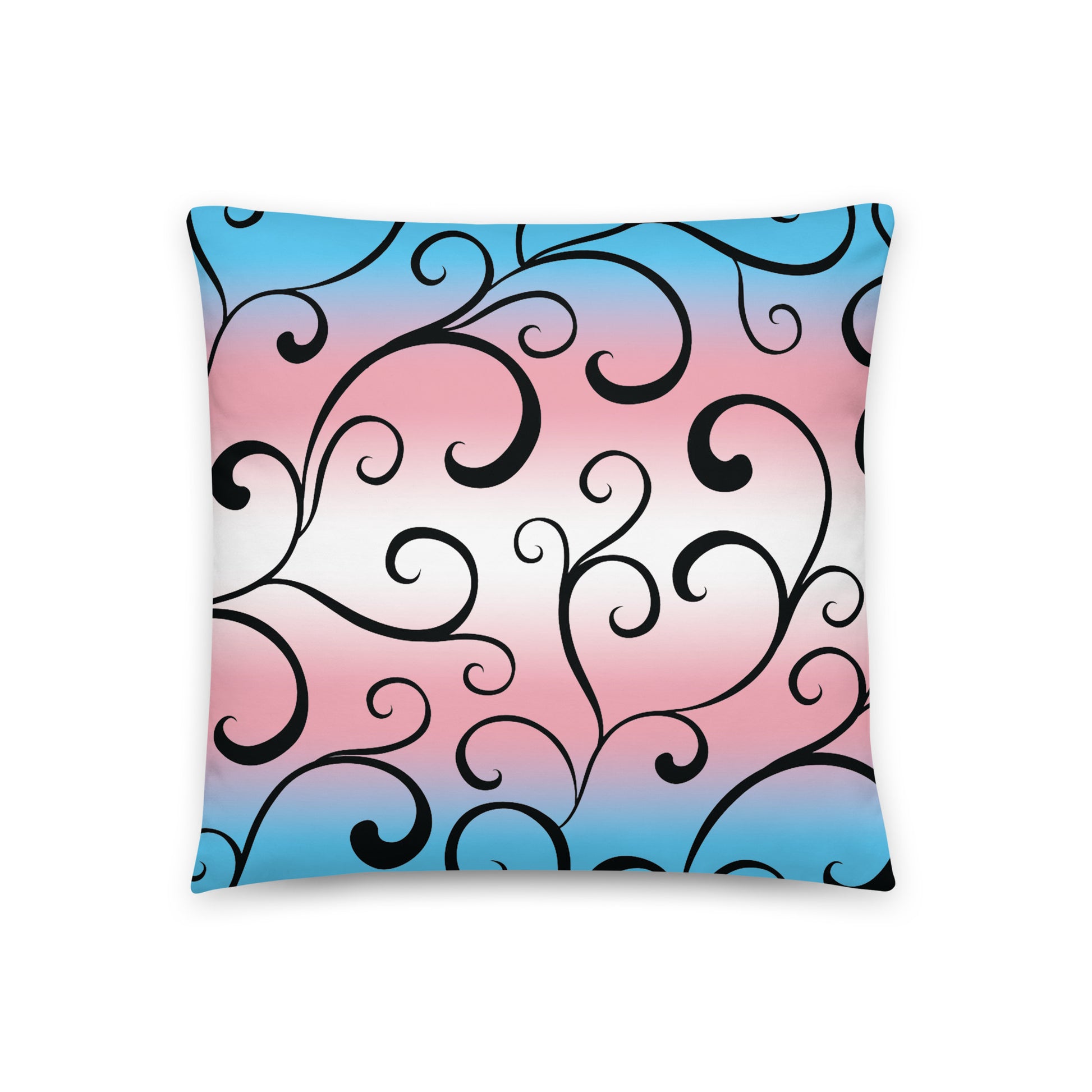 Transgender Trans Pride Swirl Throw Pillow 18″×18″ Multi Transgender all-over-print-basic-pillow-18x18-front-655132dc3a6c4