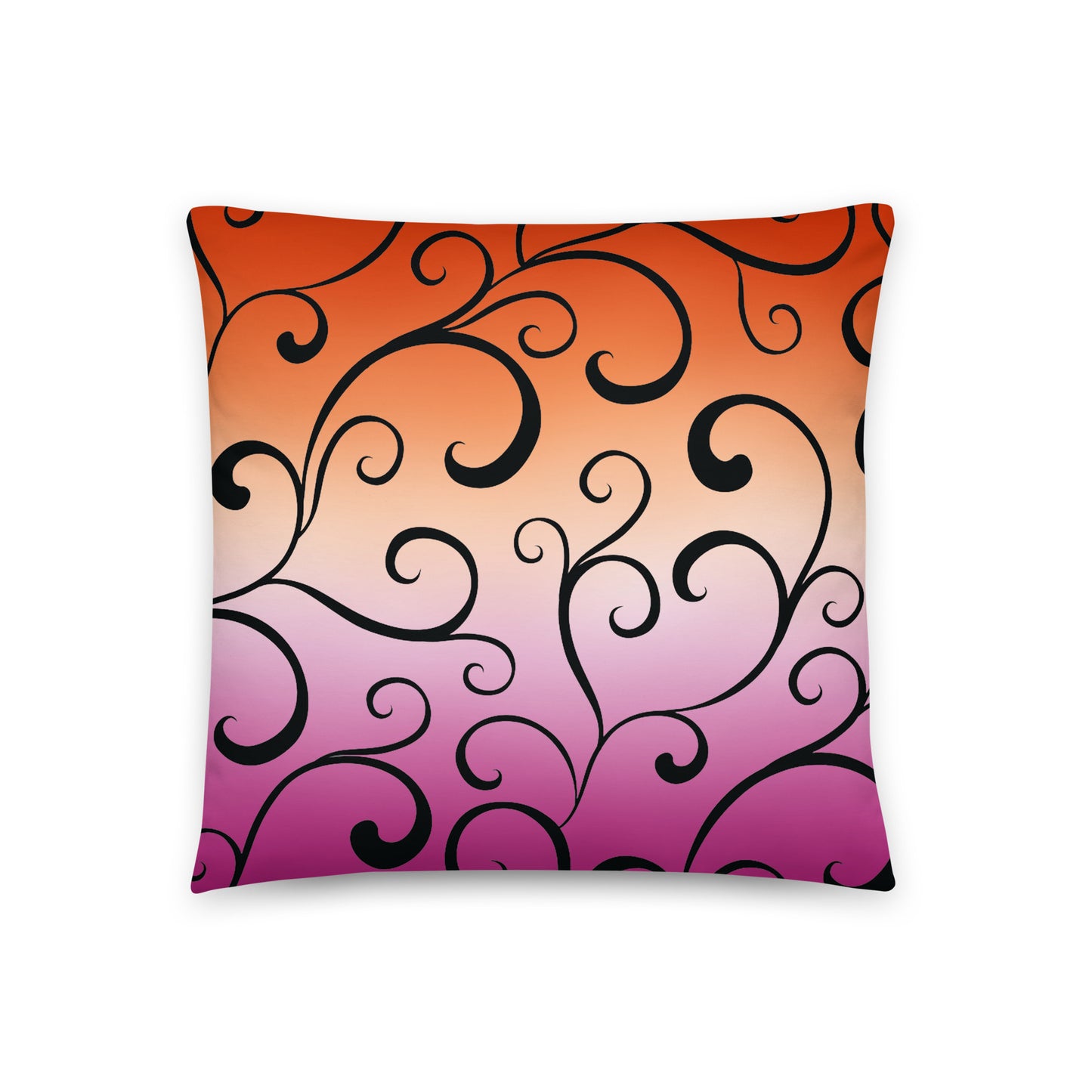 Lesbian Pride Swirl Throw Pillow 18″×18″ Lesbian Multi all-over-print-basic-pillow-18x18-front-65513322dcb3b