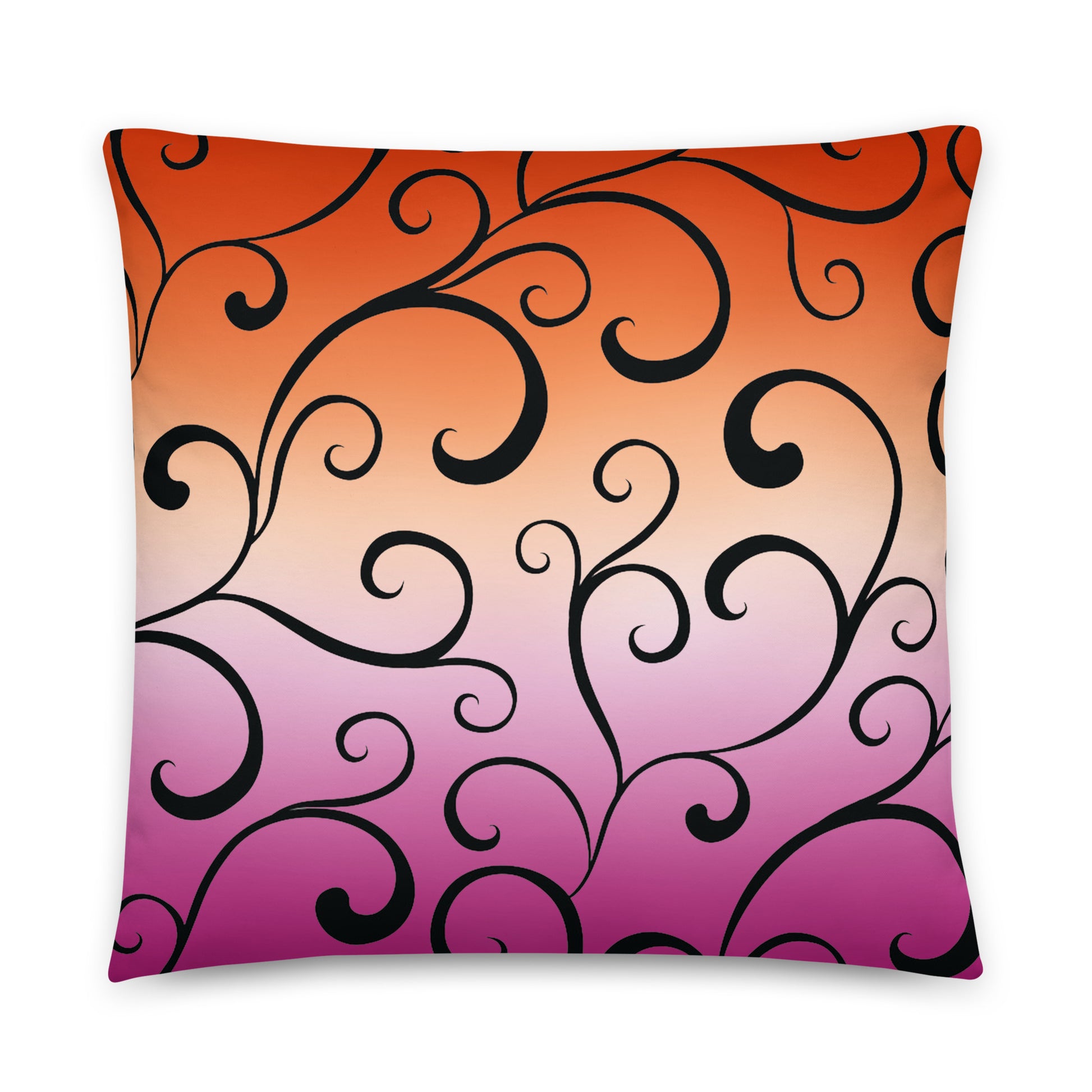 Lesbian Pride Swirl Throw Pillow 22″×22″ Lesbian Multi all-over-print-basic-pillow-22x22-front-65513322dbed7