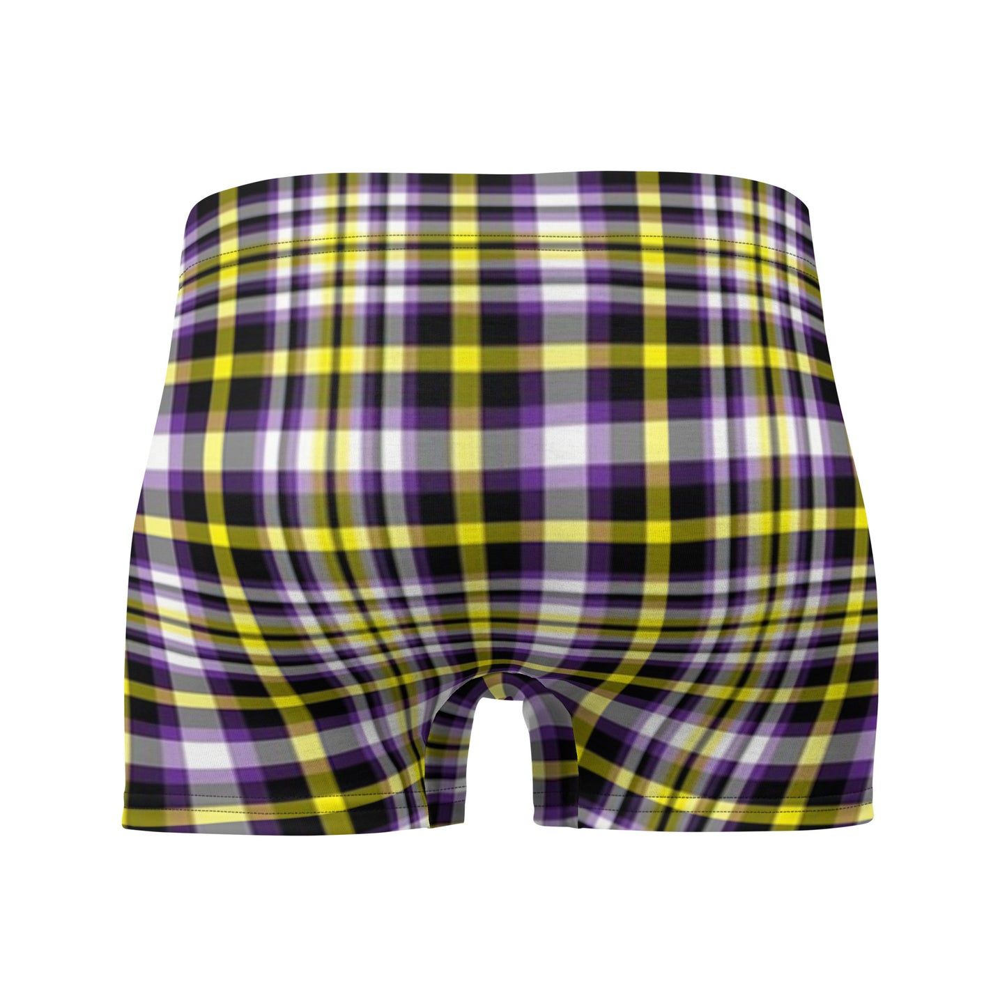 Nonbinary Enby Pride Mens Style Boxer Briefs Underwear in Plaid Nonbinary all-over-print-boxer-briefs-white-back-652f3701ebf46