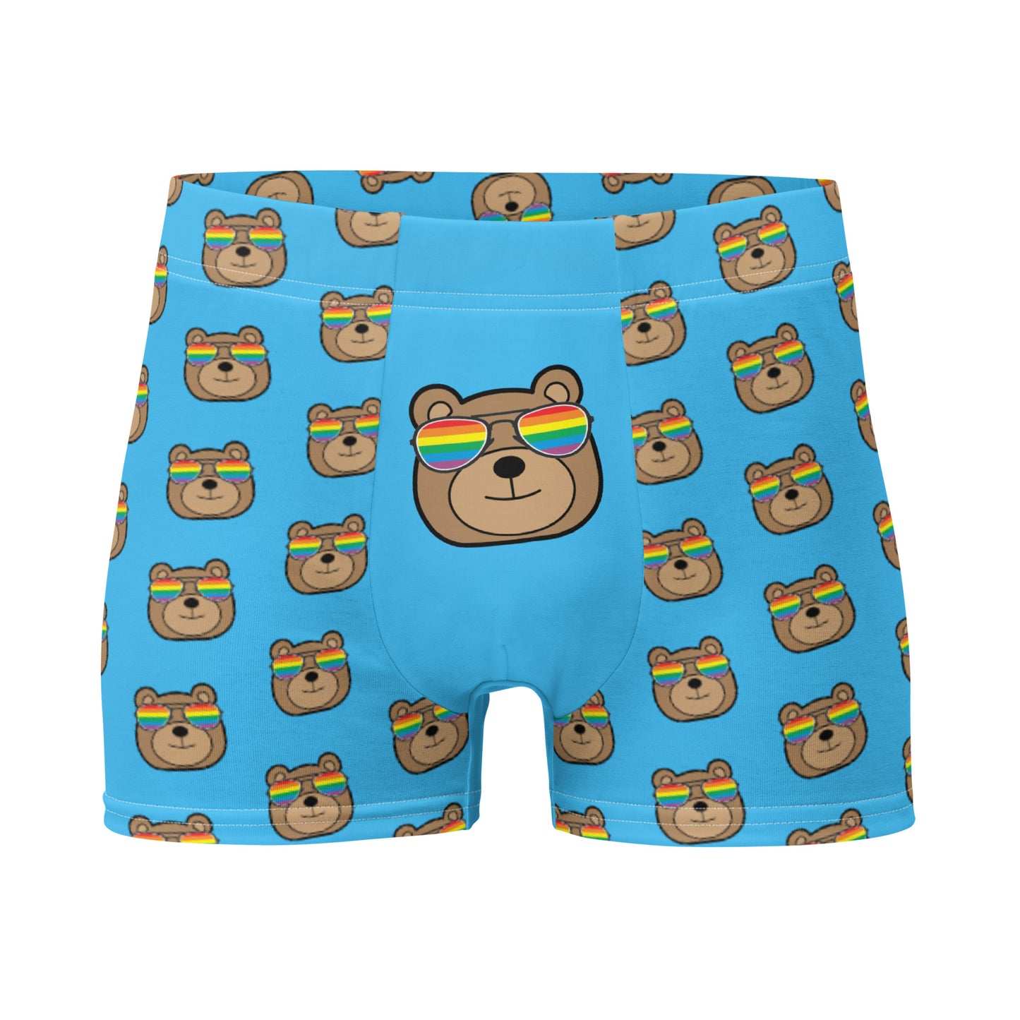 Gay Bear with Rainbow Sunglasses Boxer Briefs Underwear all-over-print-boxer-briefs-white-front-665008d05e50a