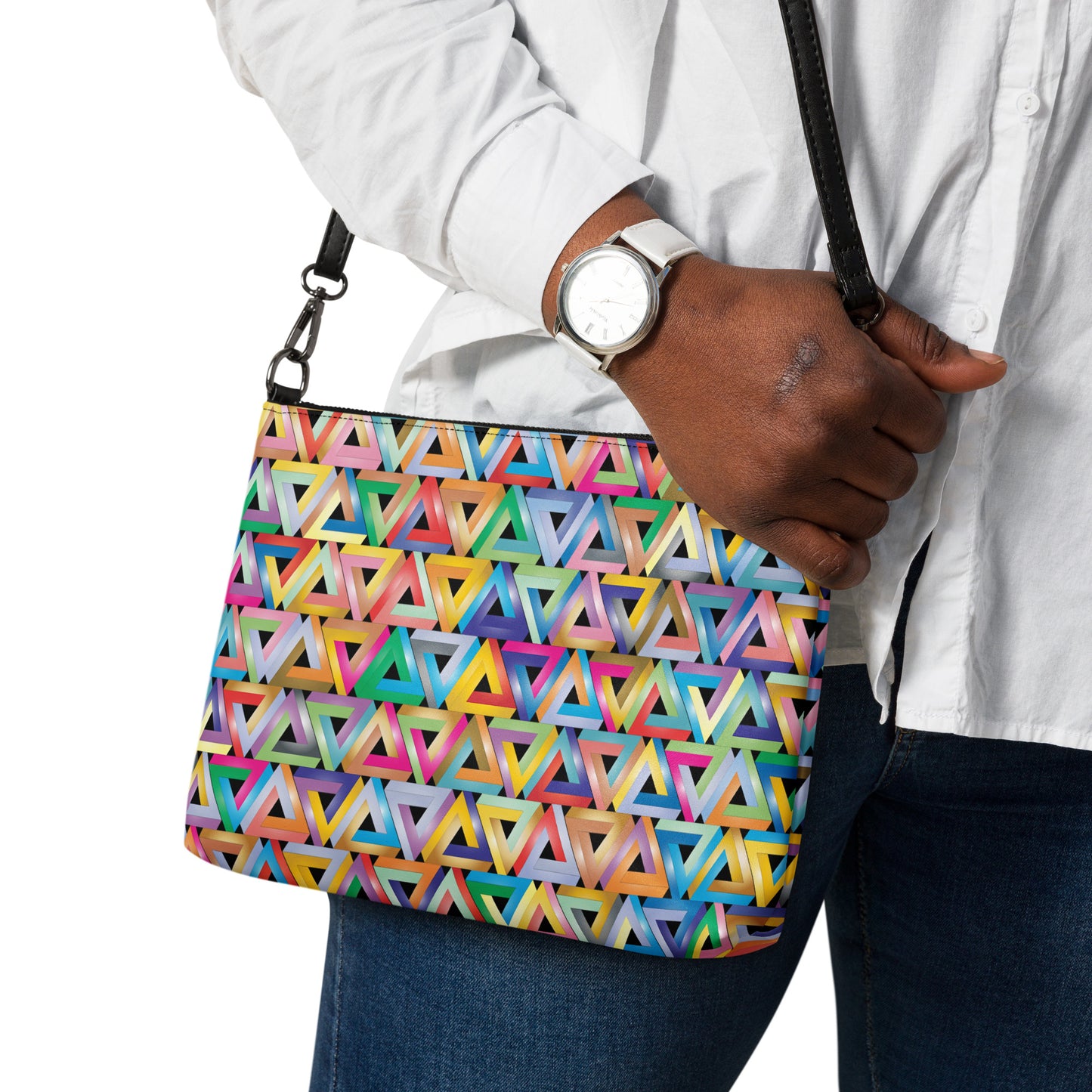 Rainbow Triangle Penrose Purse Handbag all-over-print-crossbody-bag-black-back-668d8bd3602b5