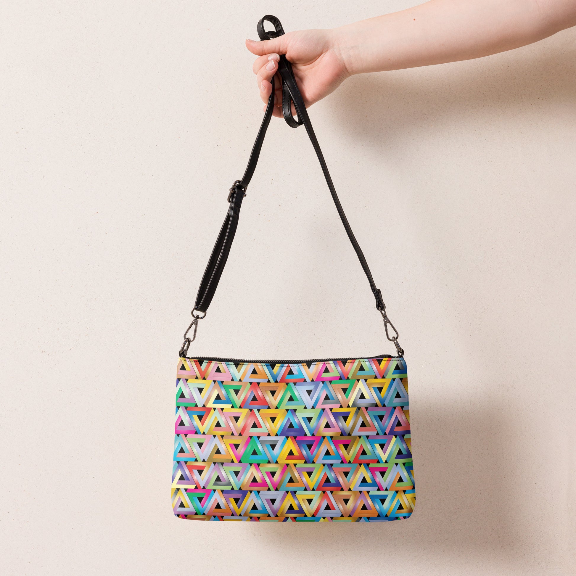 Rainbow Triangle Penrose Purse Handbag all-over-print-crossbody-bag-black-back-668d8bd36046d