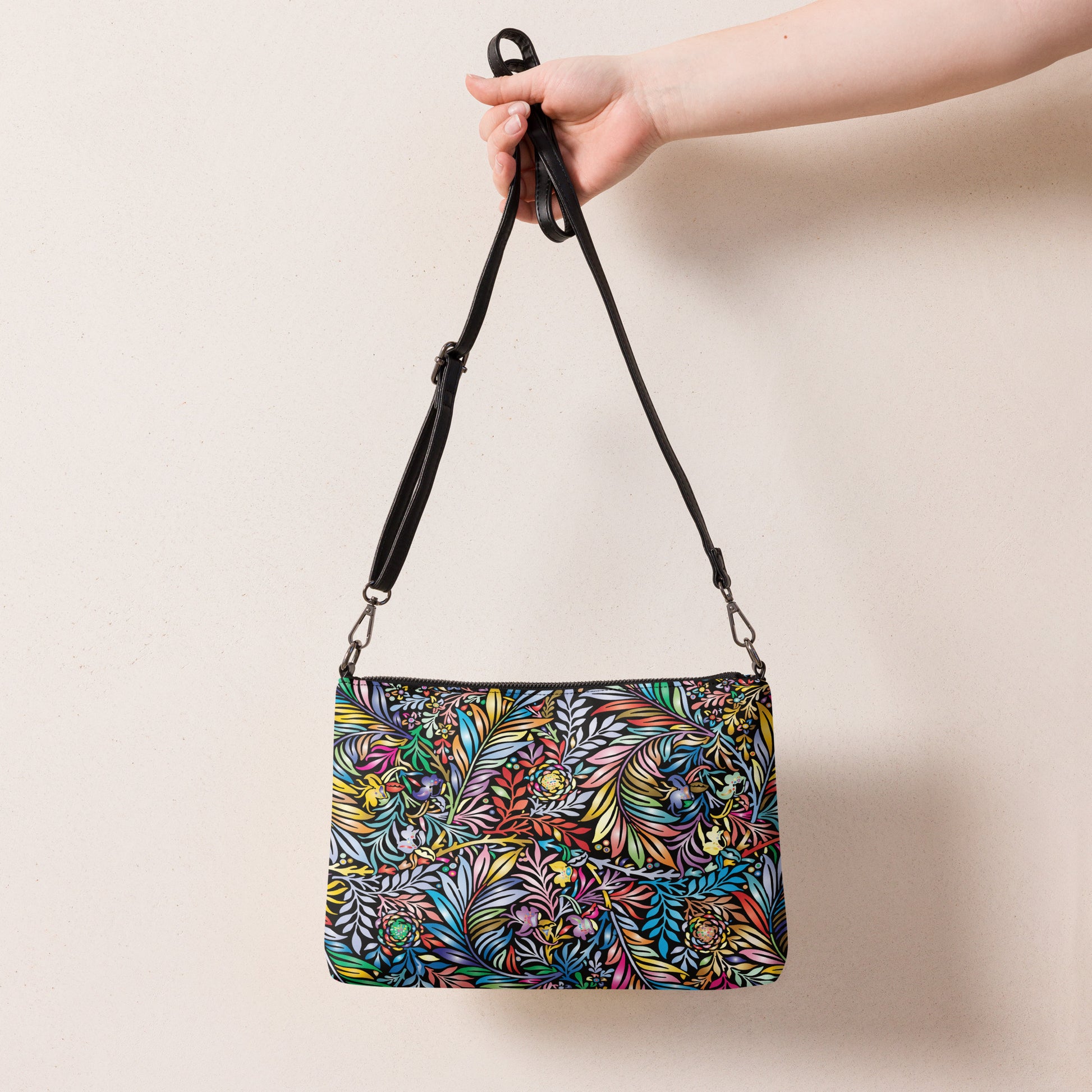 Rainbow Jungle Purse Handbag all-over-print-crossbody-bag-black-back-668d8cfa1e3ec