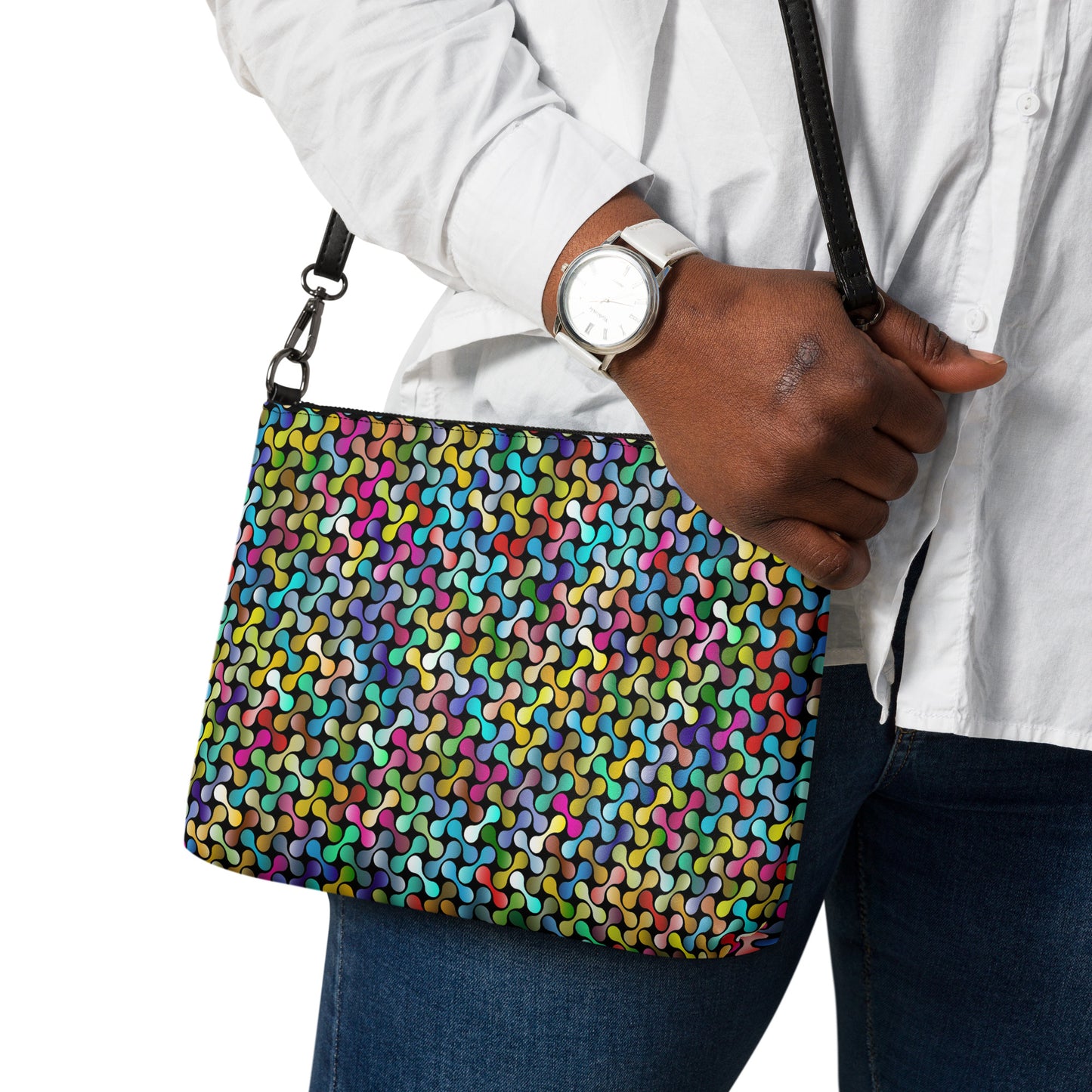 Rainbow Geometric Links Purse Handbag all-over-print-crossbody-bag-black-back-668d8d801b74c