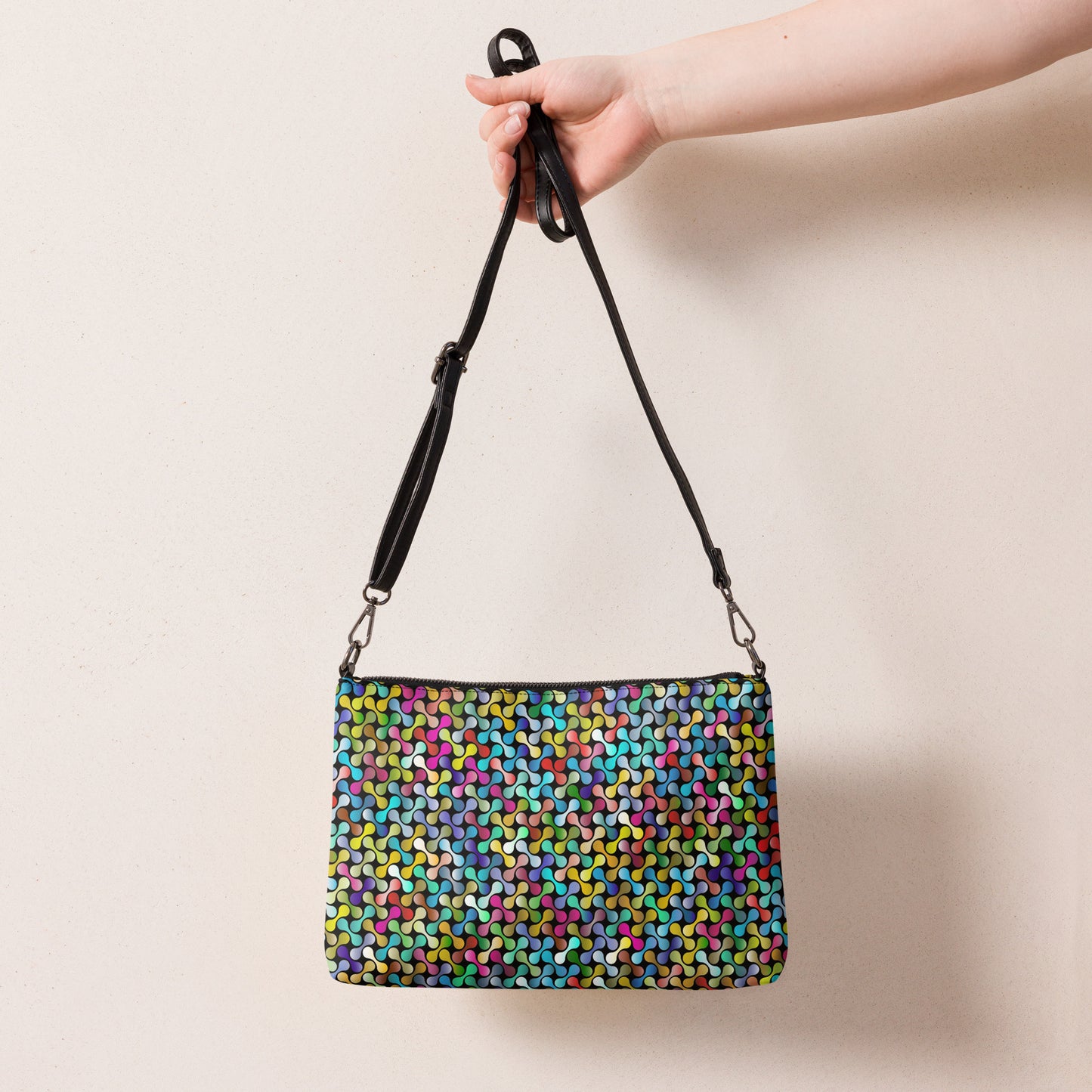 Rainbow Geometric Links Purse Handbag all-over-print-crossbody-bag-black-back-668d8d801b8c2