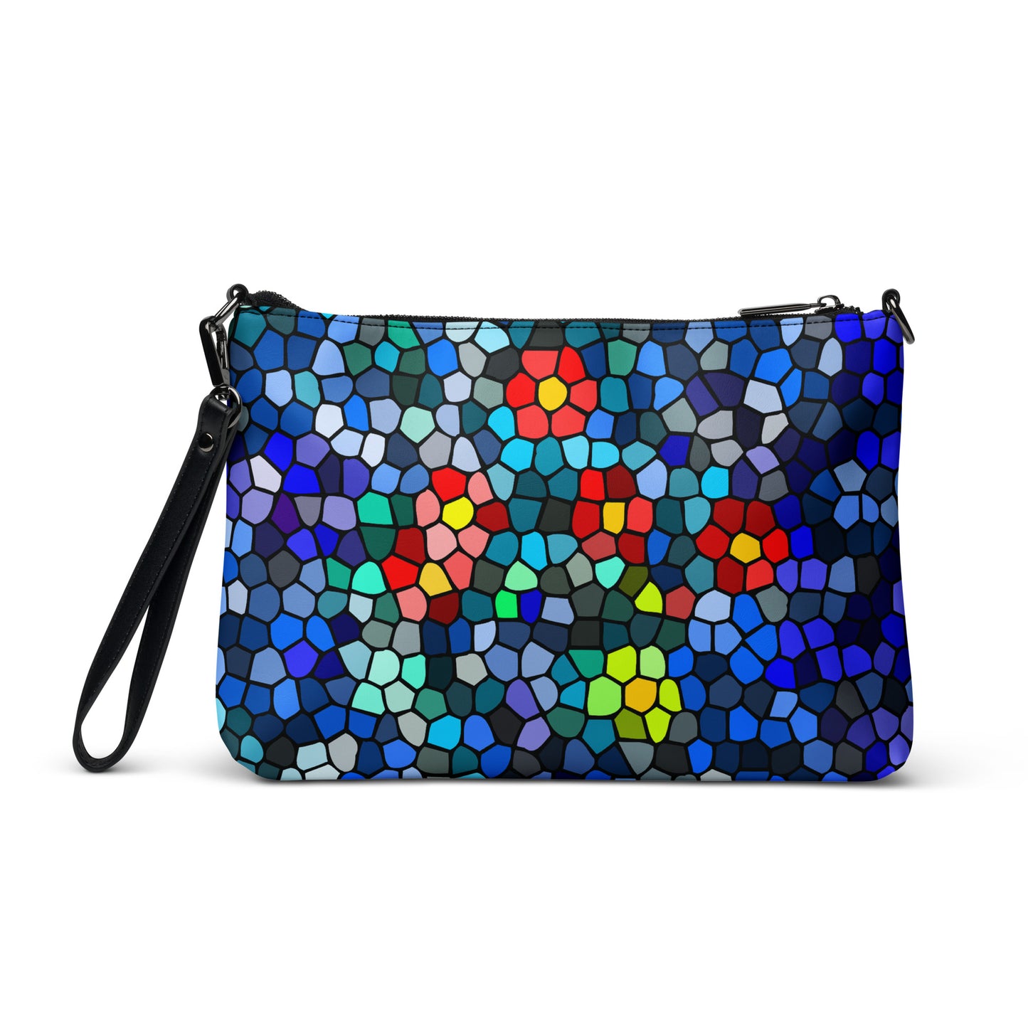 Abstract Stained Glass Petals Handbag all-over-print-crossbody-bag-black-back-668d8f5500469