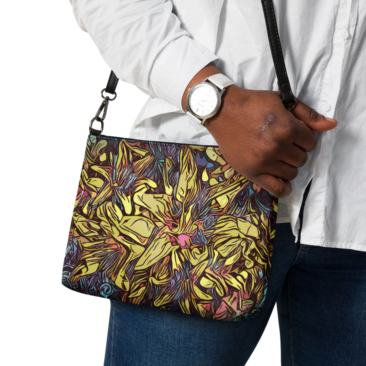 Lilies of the Night Purse Handbag all-over-print-crossbody-bag-black-back-668d94553f72c