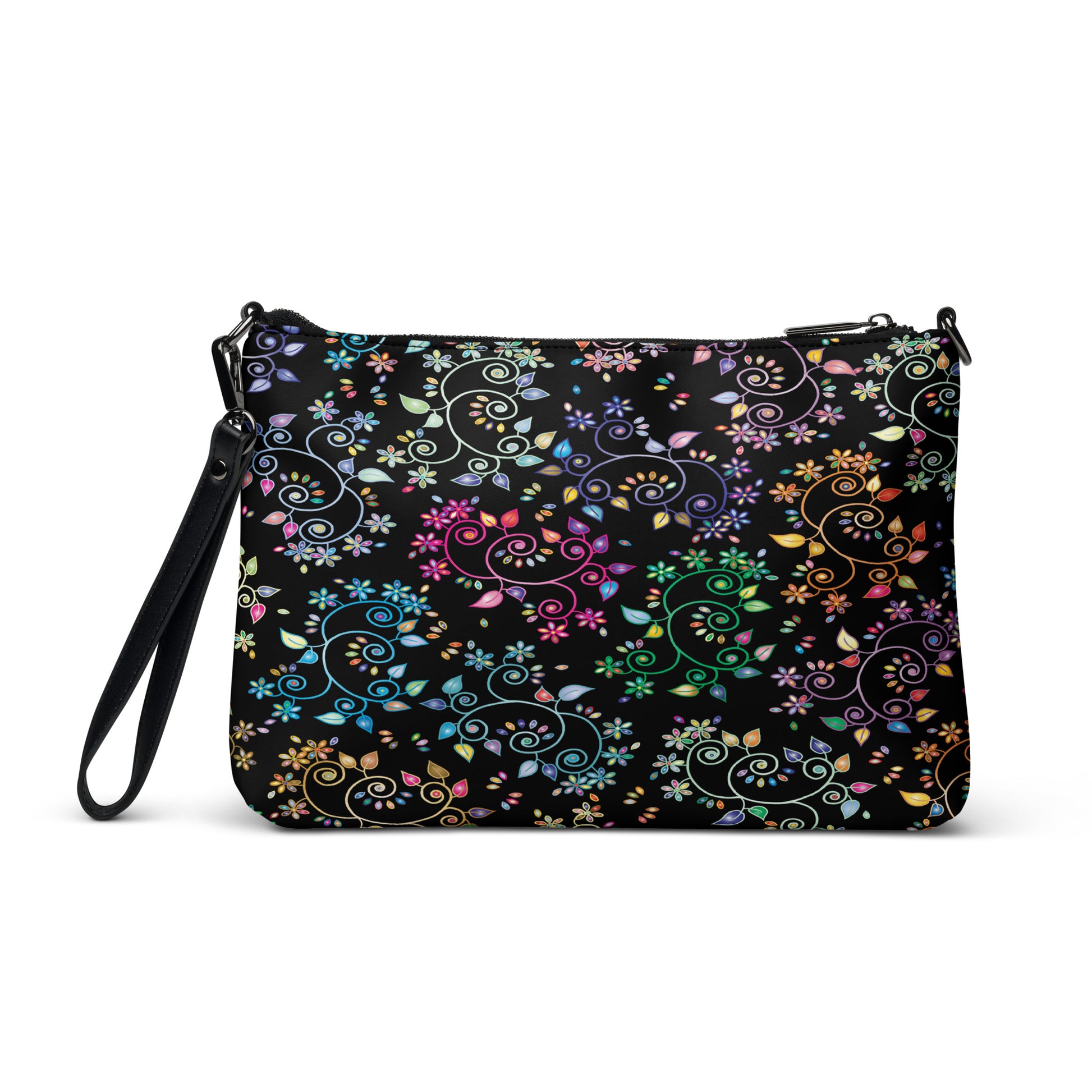 Bright Florals at Night Purse Handbag all-over-print-crossbody-bag-black-back-668d967e7d3e8