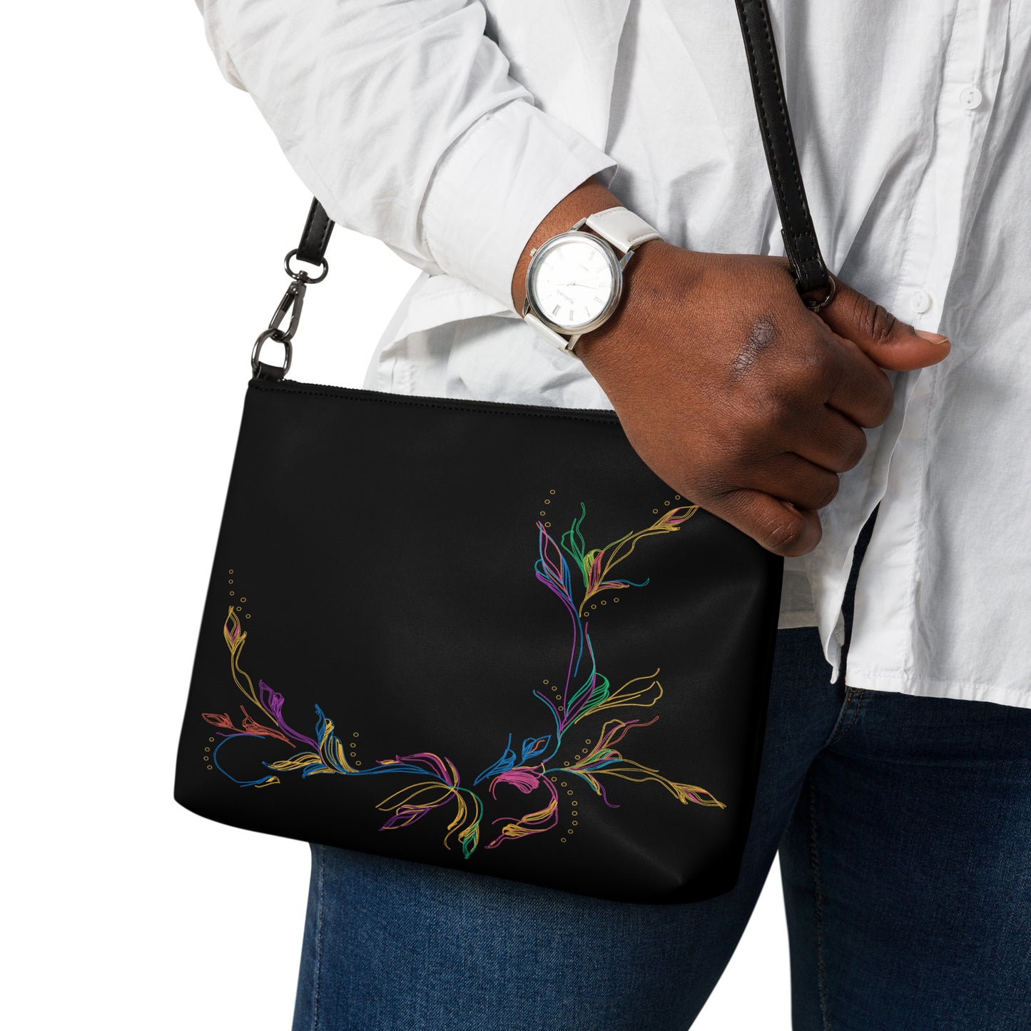 Floral Elegante Purse Handbag all-over-print-crossbody-bag-black-back-668d97a41e605