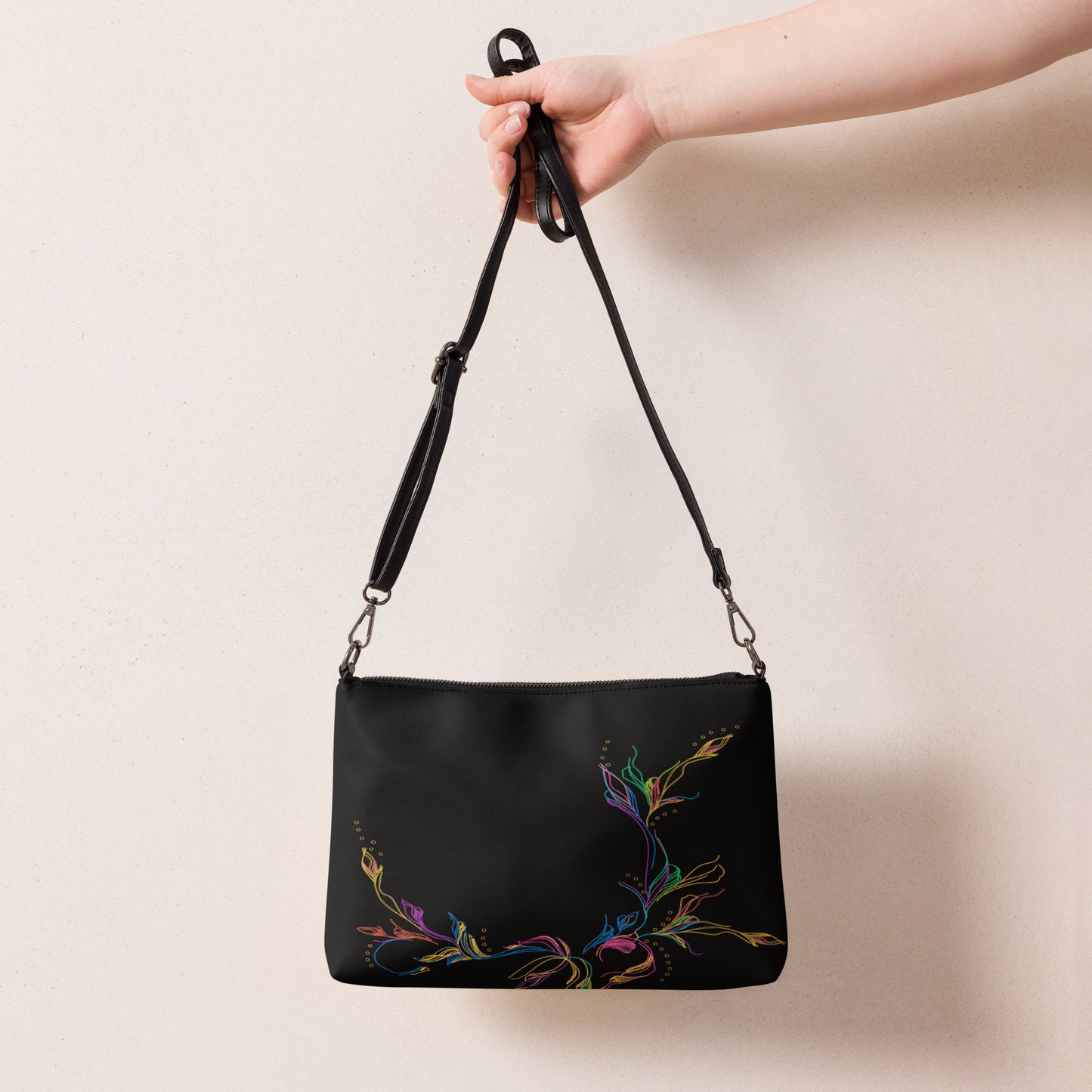 Floral Elegante Purse Handbag all-over-print-crossbody-bag-black-back-668d97a41e710