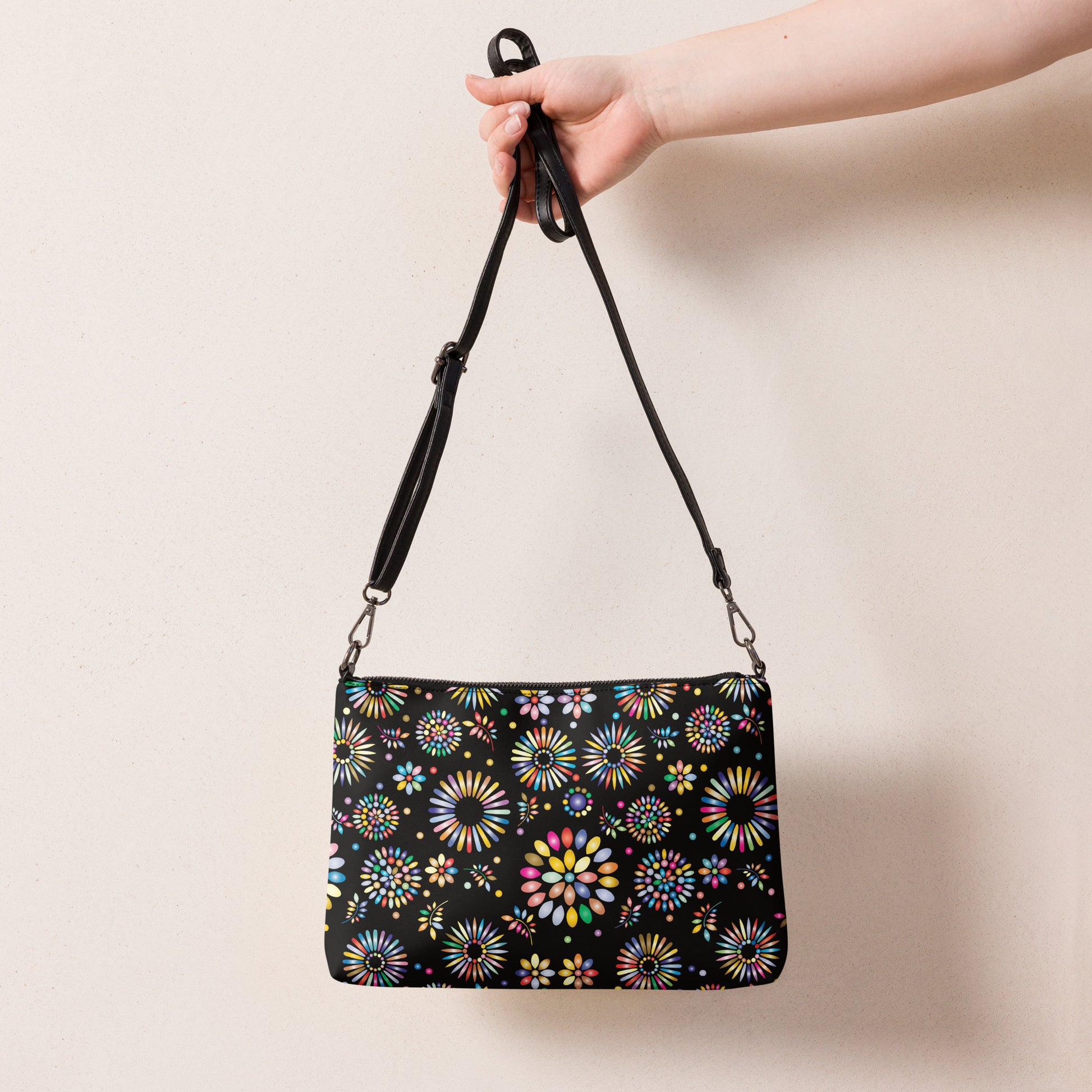 Rainbow Floral Purse Handbag all-over-print-crossbody-bag-black-back-668d97fe25cea