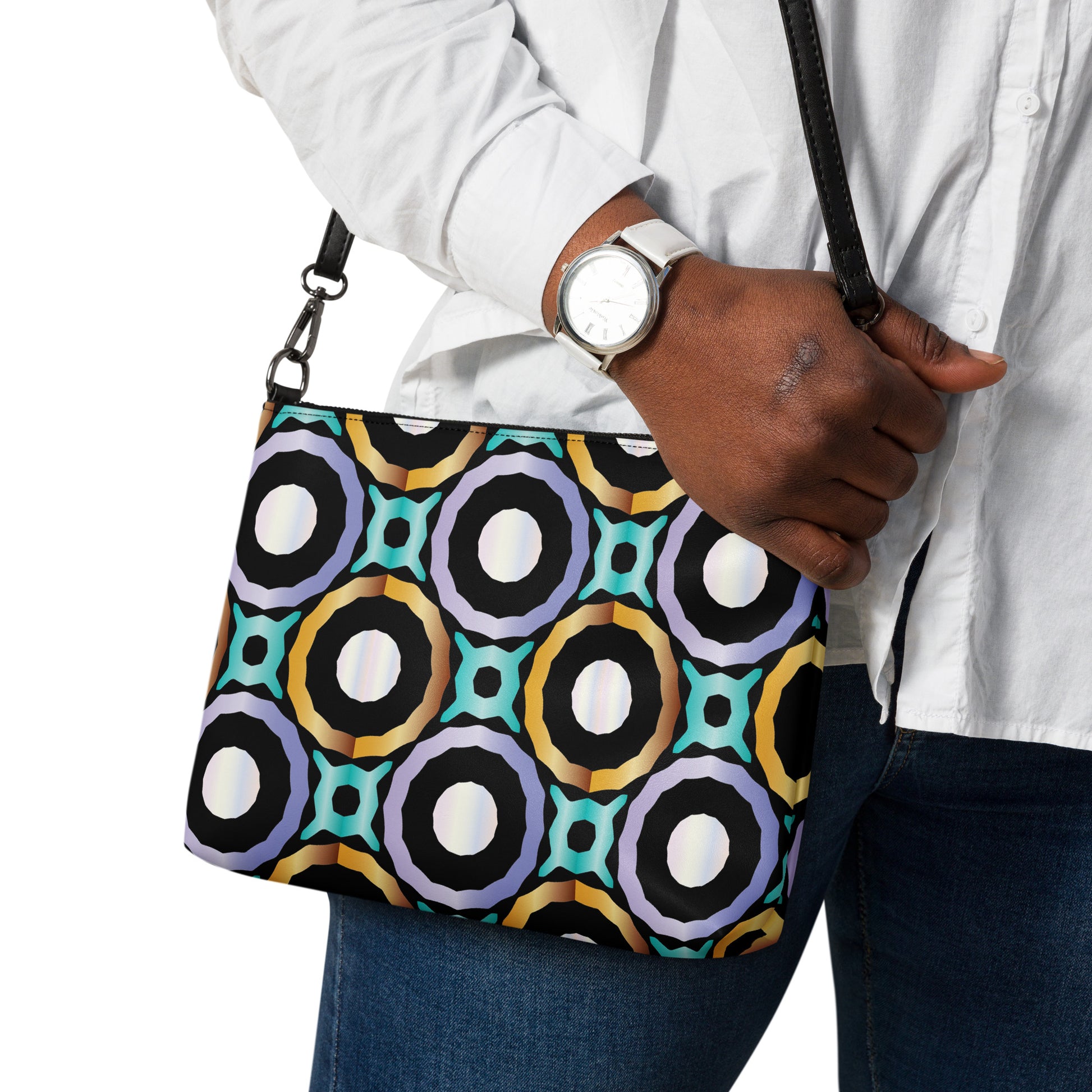 Kaleidoscope of Circles Purse Handbag all-over-print-crossbody-bag-black-back-668d999a59efc