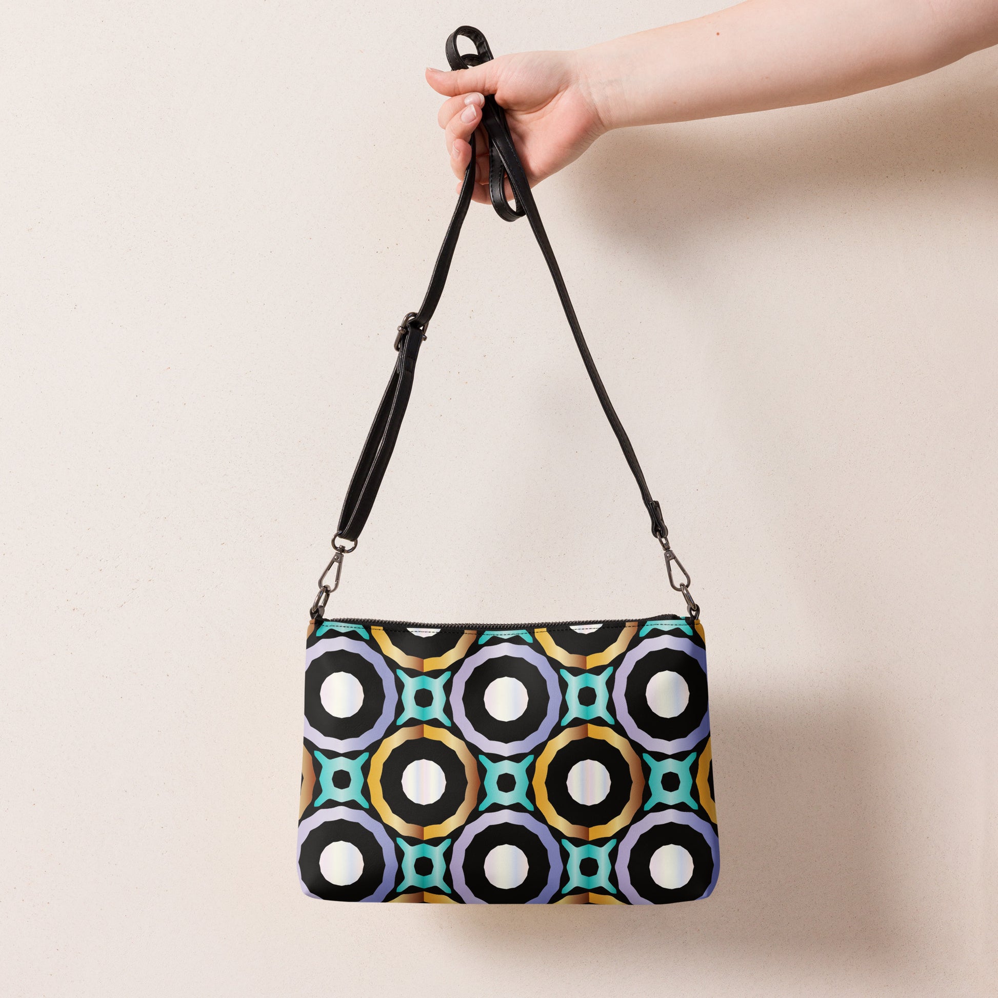 Kaleidoscope of Circles Purse Handbag all-over-print-crossbody-bag-black-back-668d999a5a072