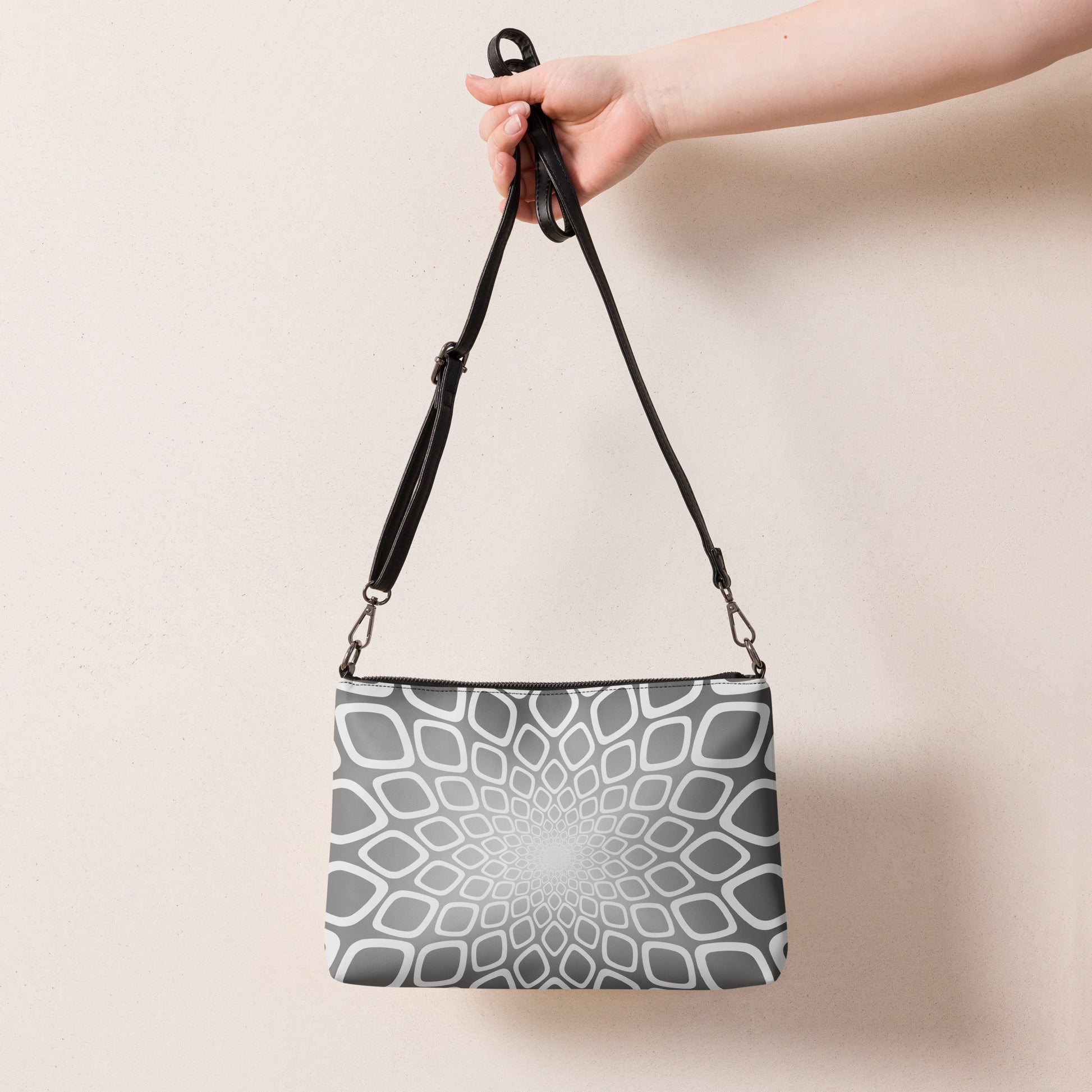 Grey Mandala Purse Handbag all-over-print-crossbody-bag-black-back-668d9cc0307a6