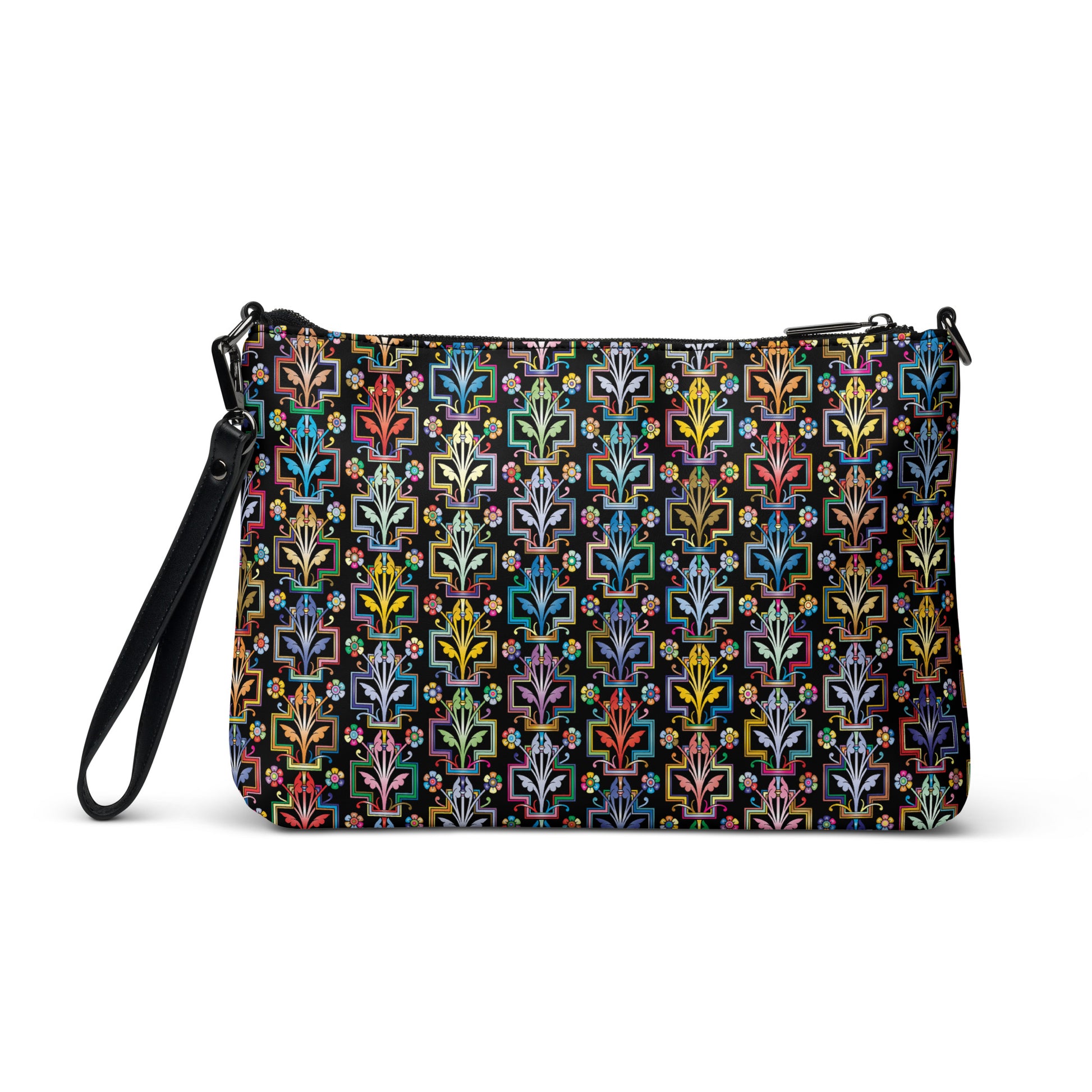 Colorful Floral Art Deco Purse Handbag all-over-print-crossbody-bag-black-back-668d9d2187c2f