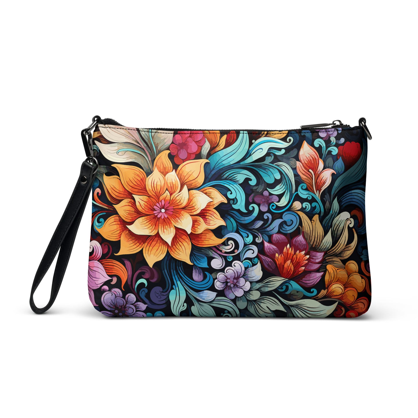 Modern Floral Purse Handbag all-over-print-crossbody-bag-black-back-668d9e6d50e06