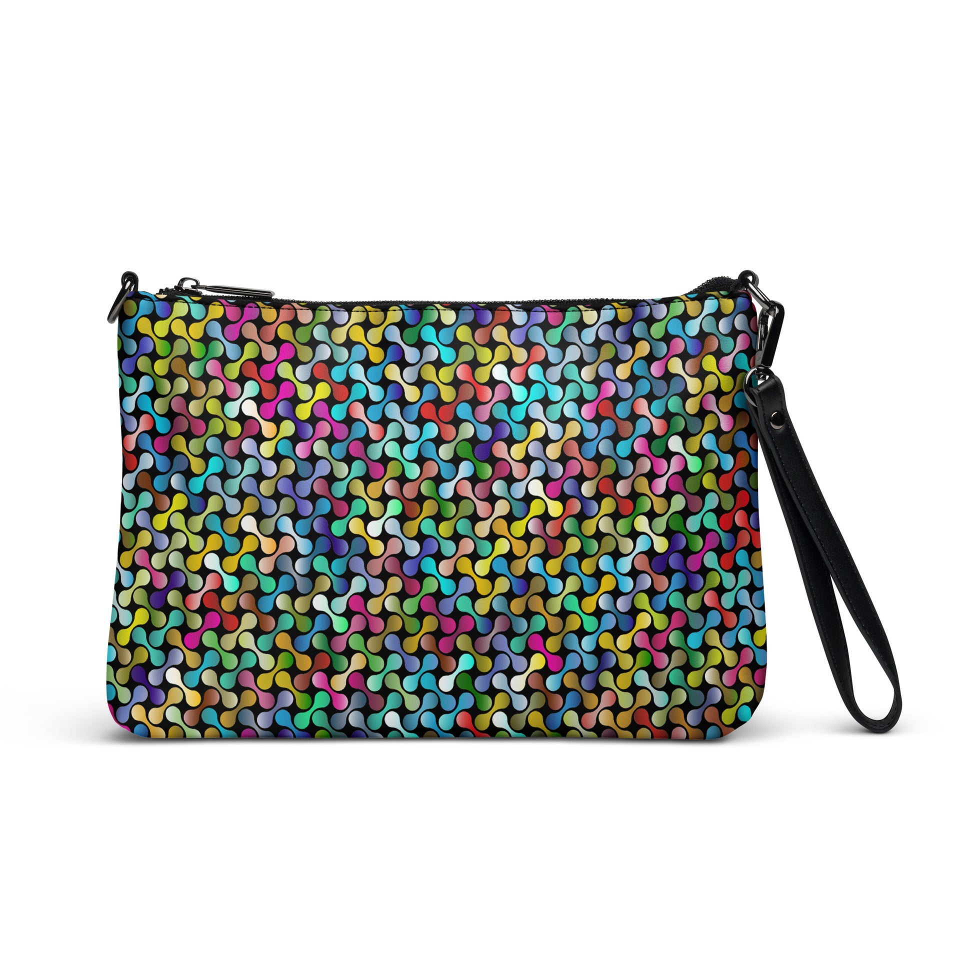 Rainbow Geometric Links Purse Handbag Default Title all-over-print-crossbody-bag-black-front-668d8d80197a9