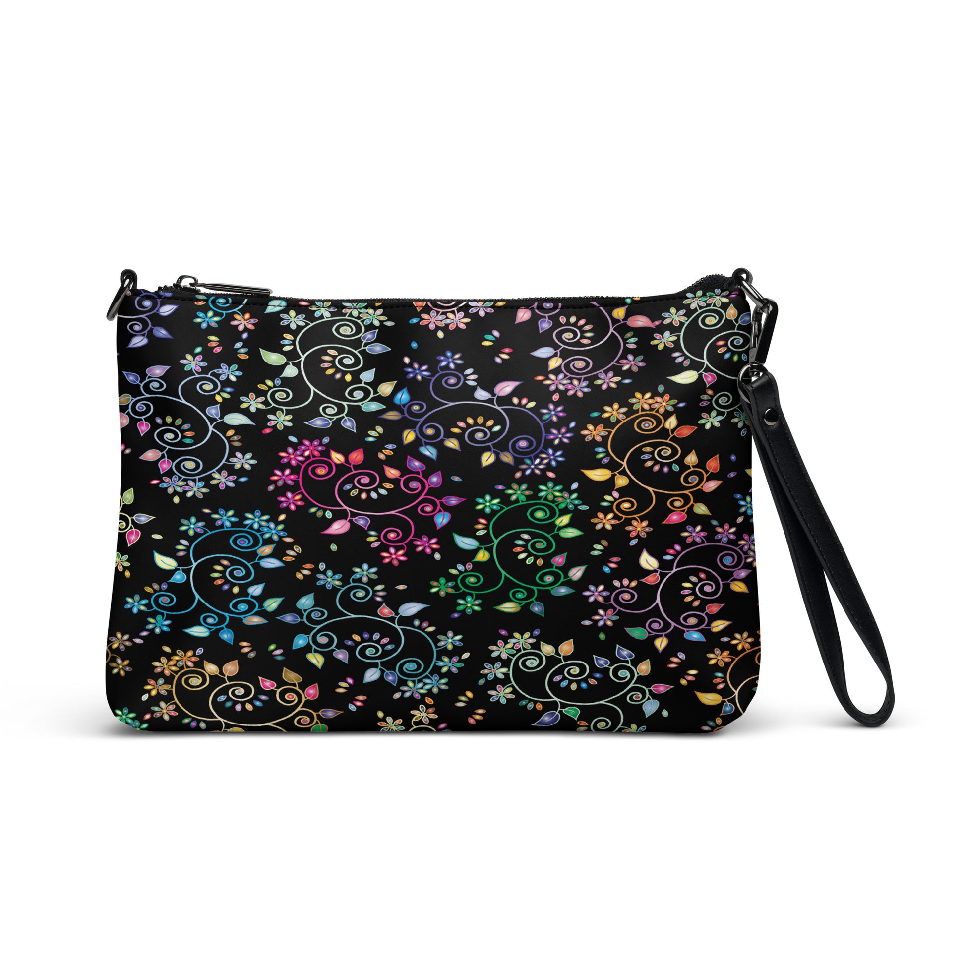 Bright Florals at Night Purse Handbag Default Title all-over-print-crossbody-bag-black-front-668d967e7b6ad