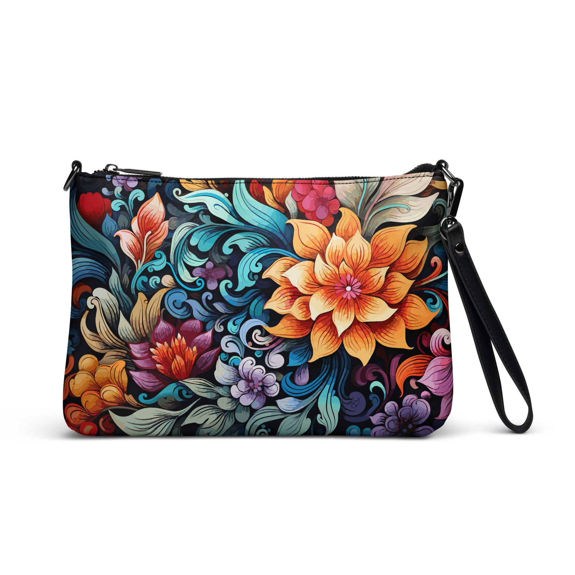 Modern Floral Purse Handbag Default Title all-over-print-crossbody-bag-black-front-668d9e6d4f205