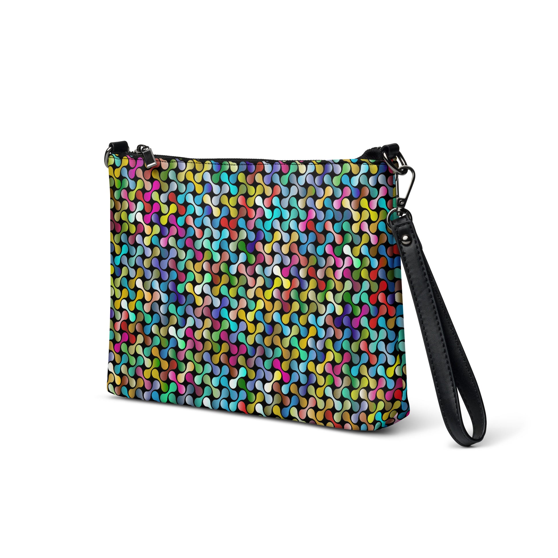 Rainbow Geometric Links Purse Handbag all-over-print-crossbody-bag-black-left-front-668d8d801ba87