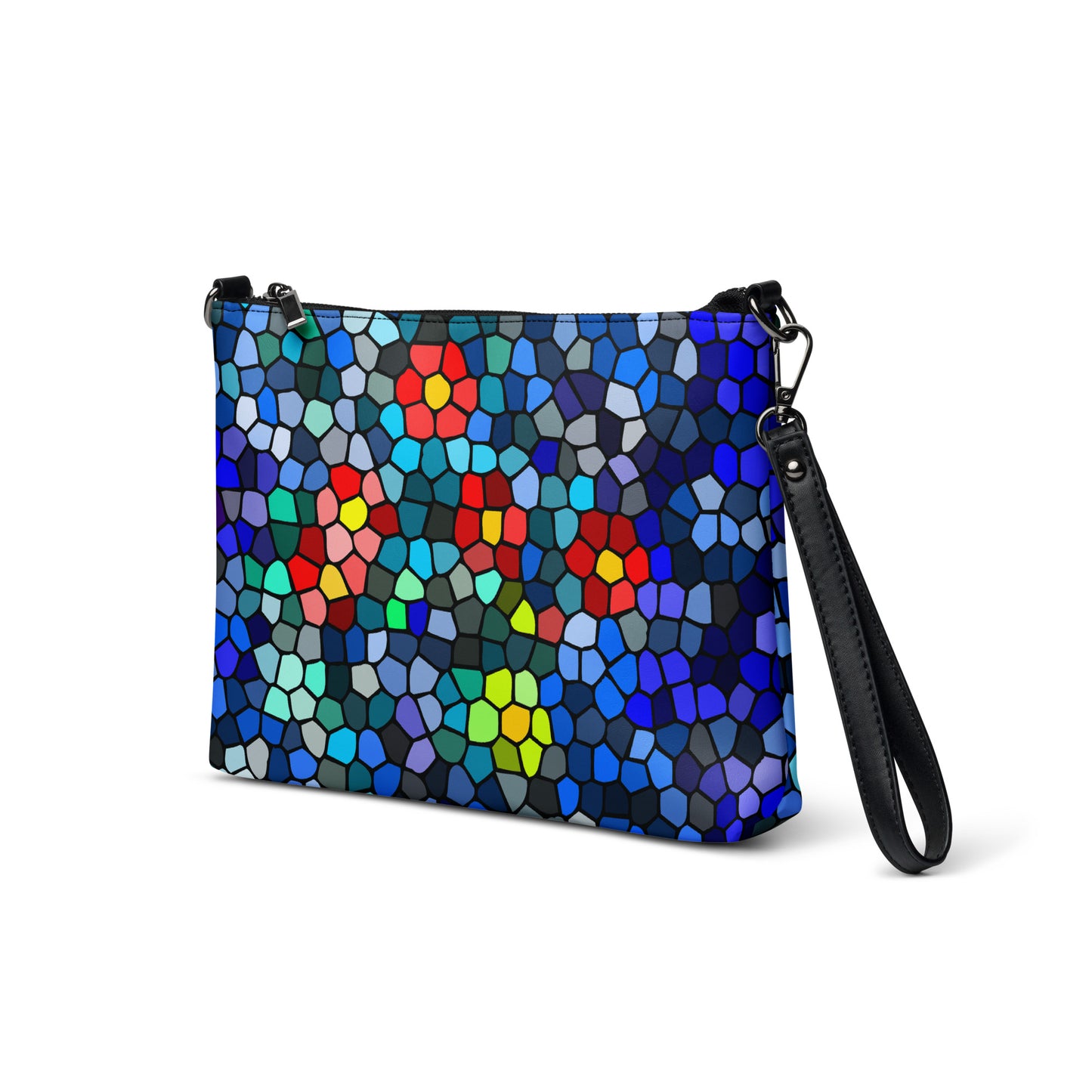 Abstract Stained Glass Petals Handbag all-over-print-crossbody-bag-black-left-front-668d8f550039d