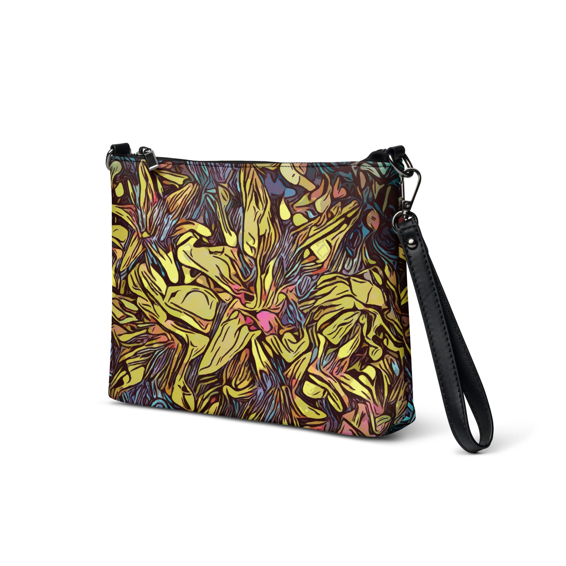 Lilies of the Night Purse Handbag all-over-print-crossbody-bag-black-left-front-668d94553fcc4