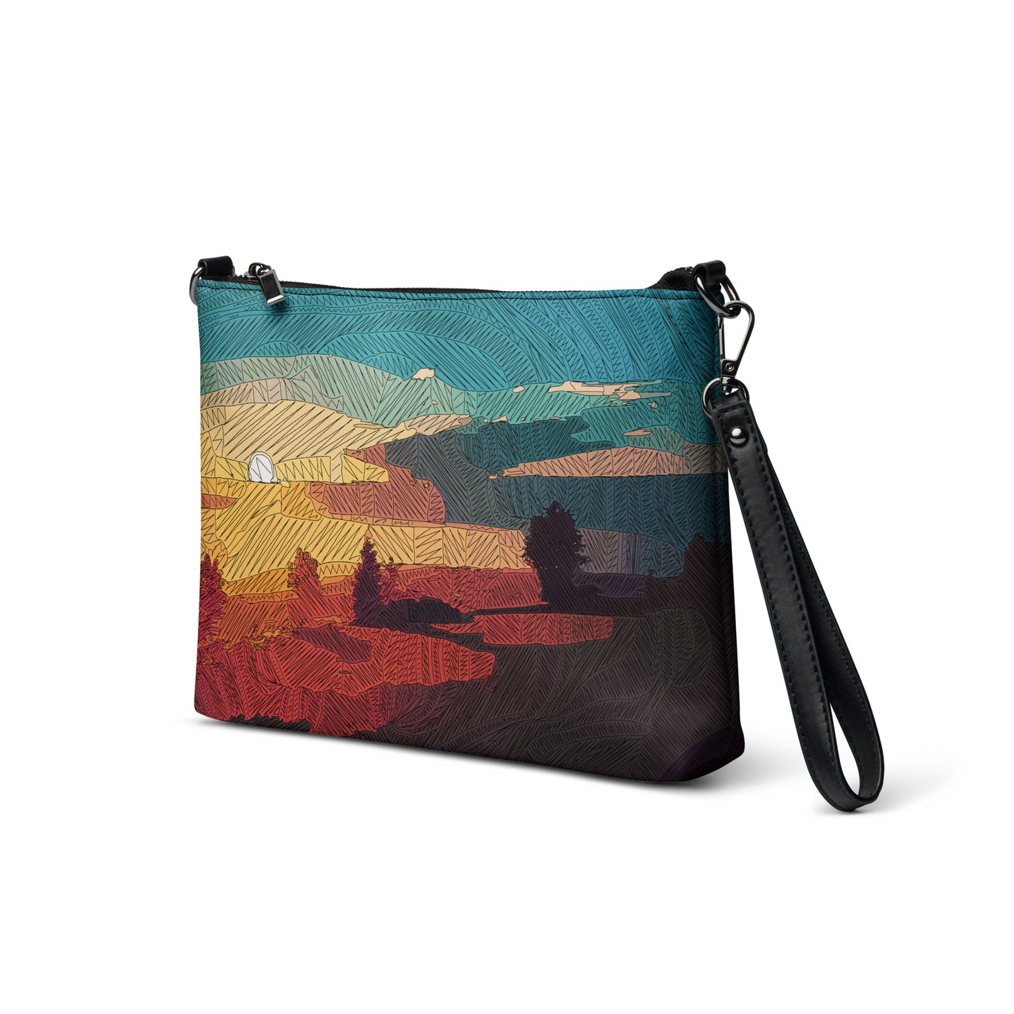 Southwest Sunset Purse Handbag all-over-print-crossbody-bag-black-left-front-668d956343a47