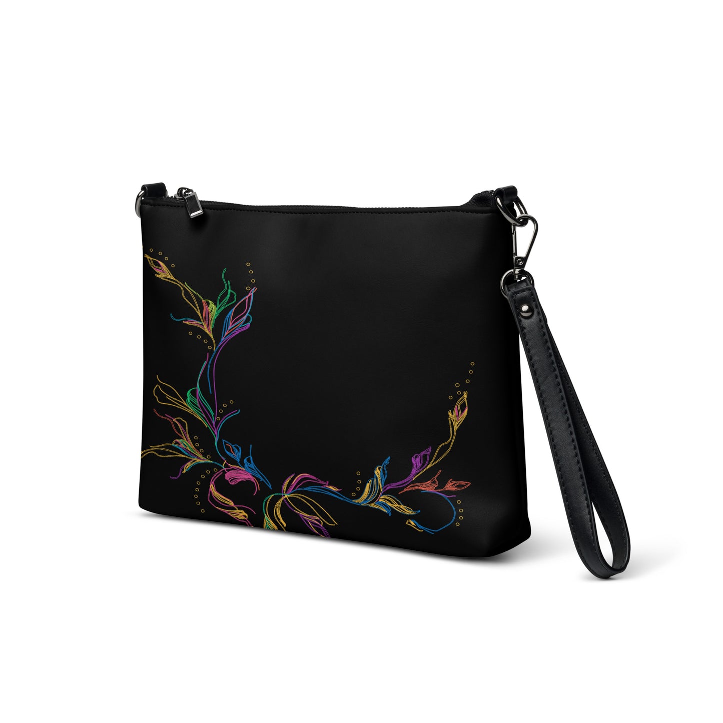 Floral Elegante Purse Handbag all-over-print-crossbody-bag-black-left-front-668d97a41ea01