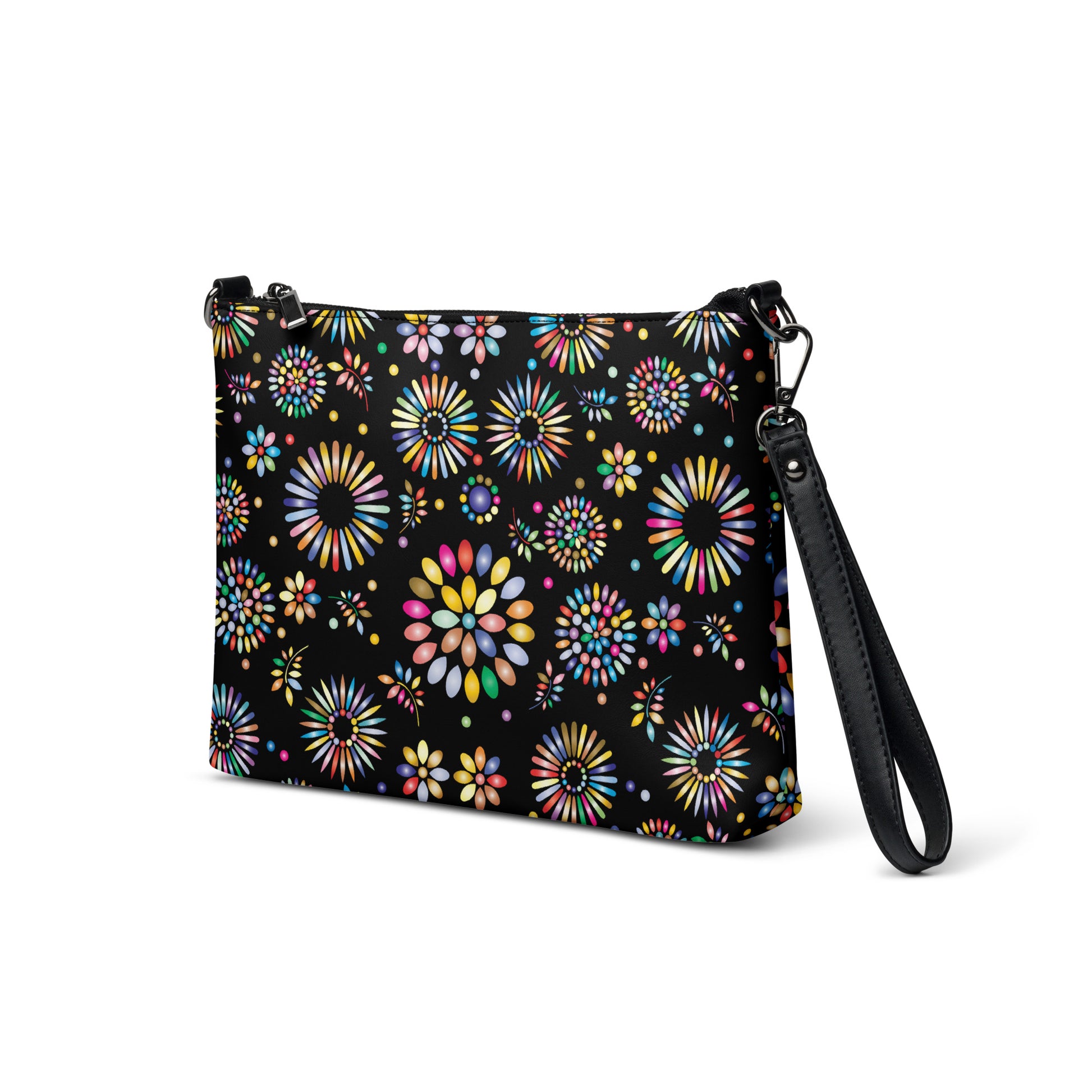 Rainbow Floral Purse Handbag all-over-print-crossbody-bag-black-left-front-668d97fe25f79