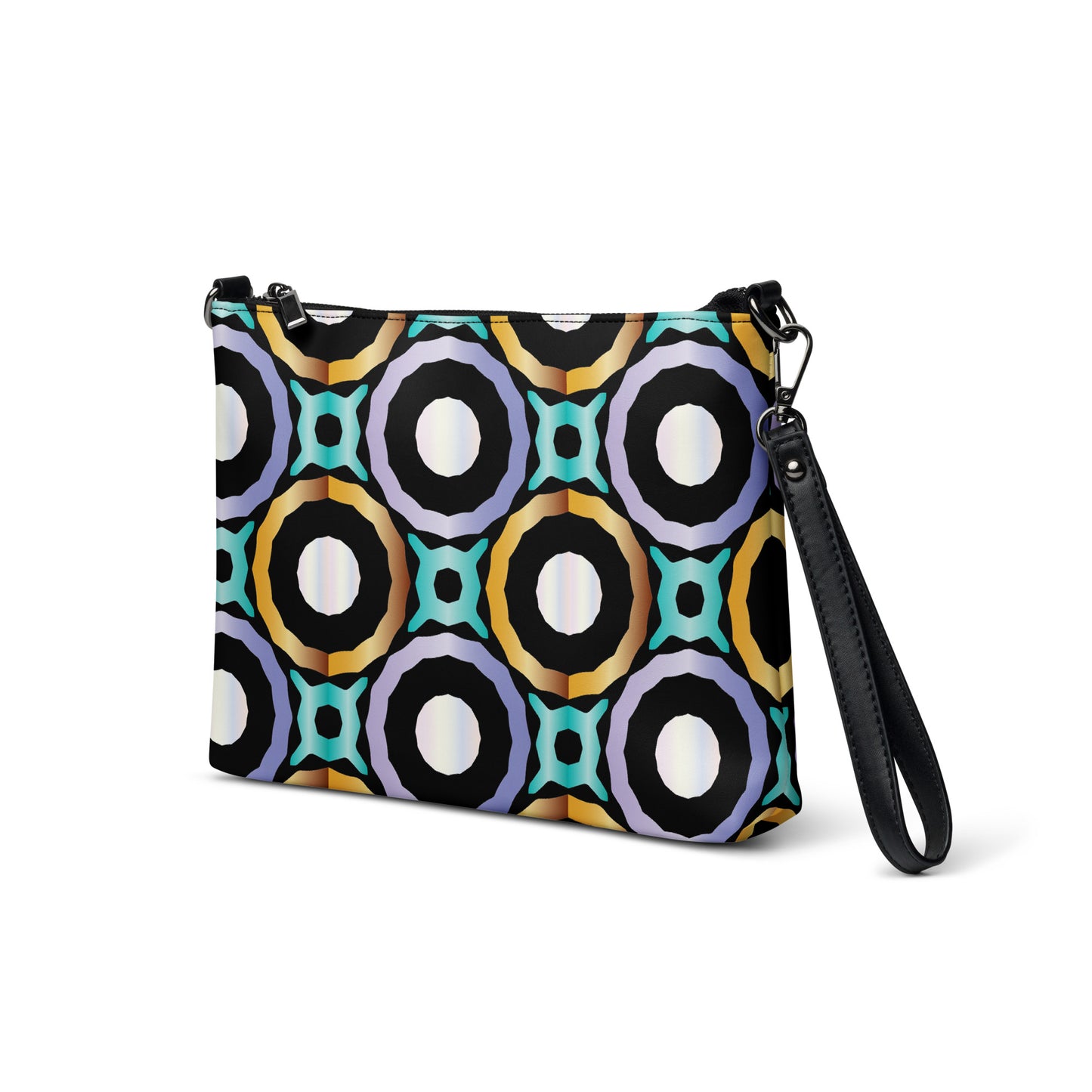 Kaleidoscope of Circles Purse Handbag all-over-print-crossbody-bag-black-left-front-668d999a5a43f