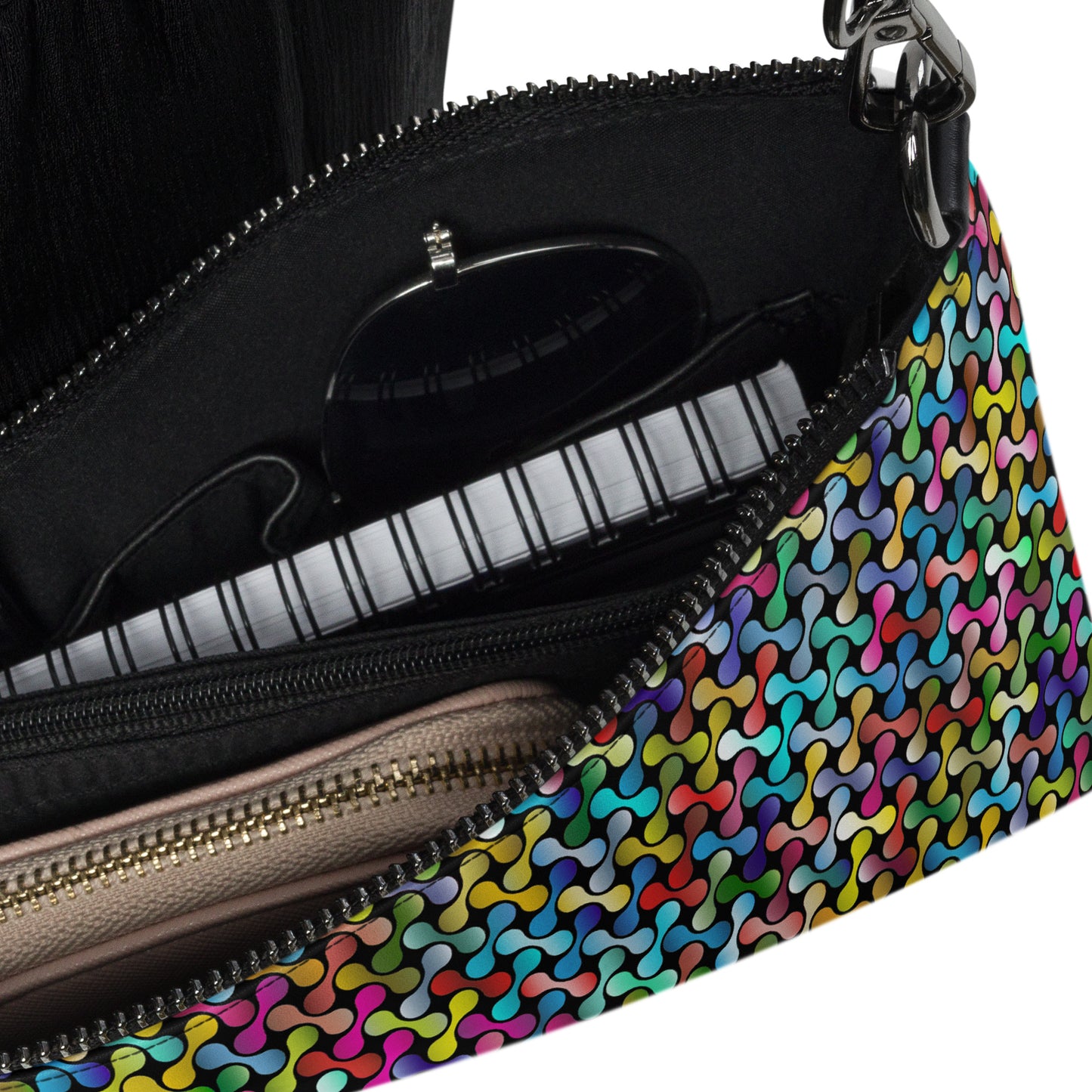 Rainbow Geometric Links Purse Handbag all-over-print-crossbody-bag-black-product-details-2-668d8d801b5a8