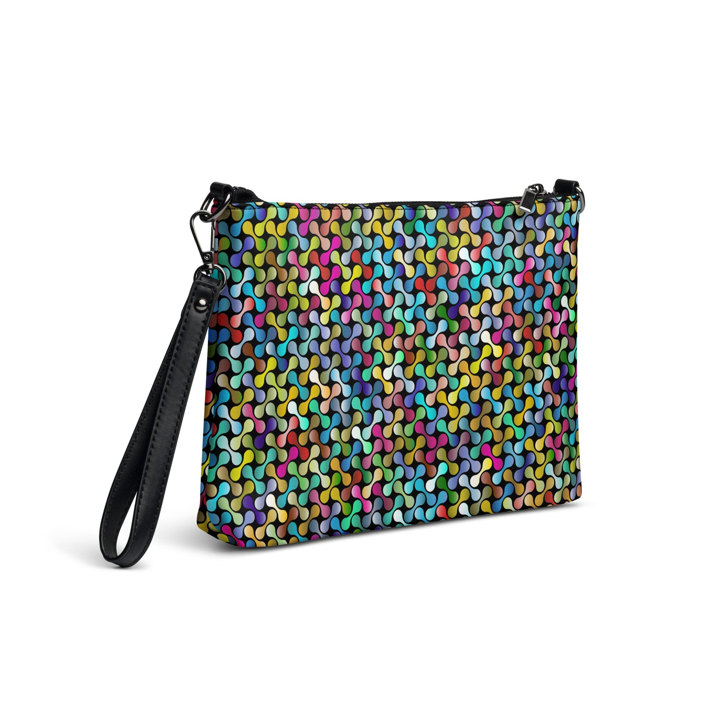 Rainbow Geometric Links Purse Handbag all-over-print-crossbody-bag-black-right-back-668d8d801bc16