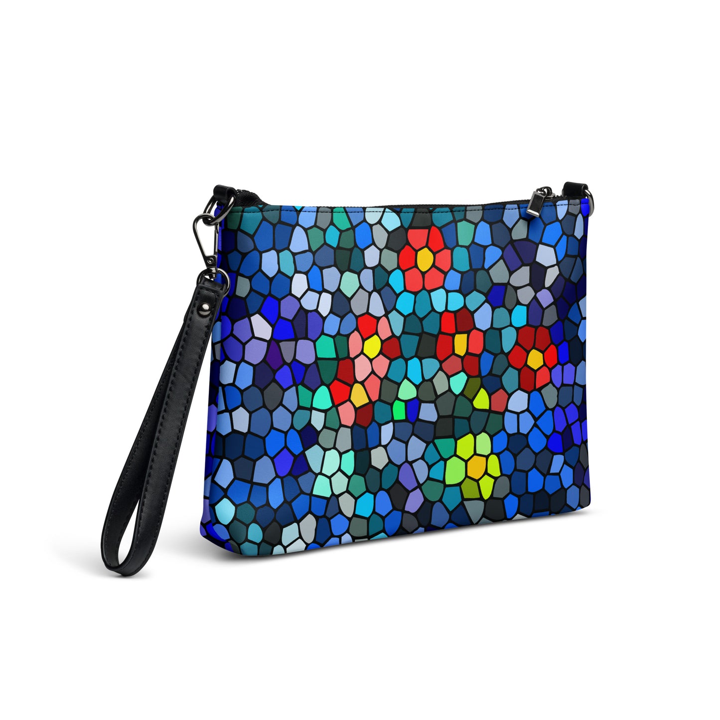 Abstract Stained Glass Petals Handbag all-over-print-crossbody-bag-black-right-back-668d8f550053d