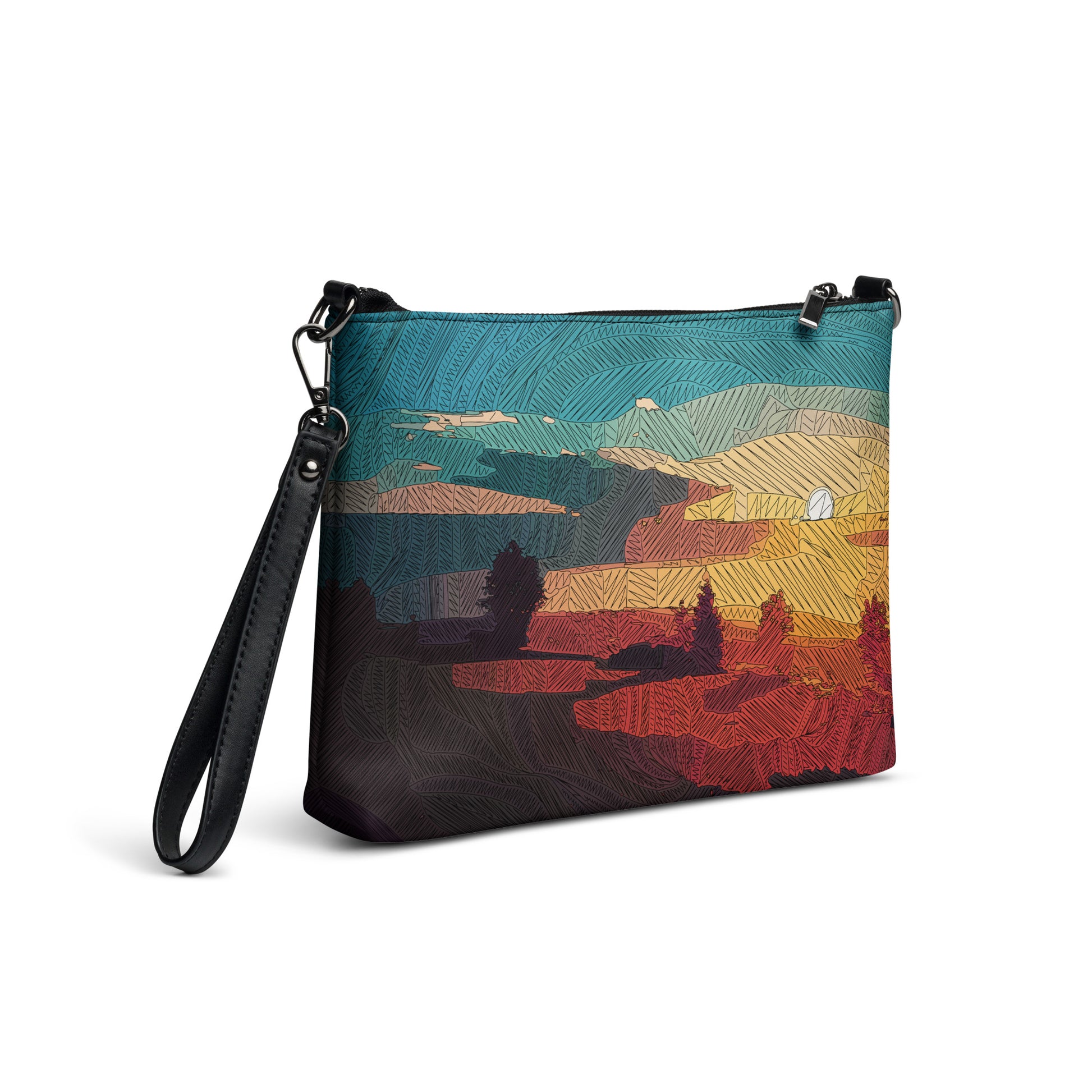 Southwest Sunset Purse Handbag all-over-print-crossbody-bag-black-right-back-668d956343cc9