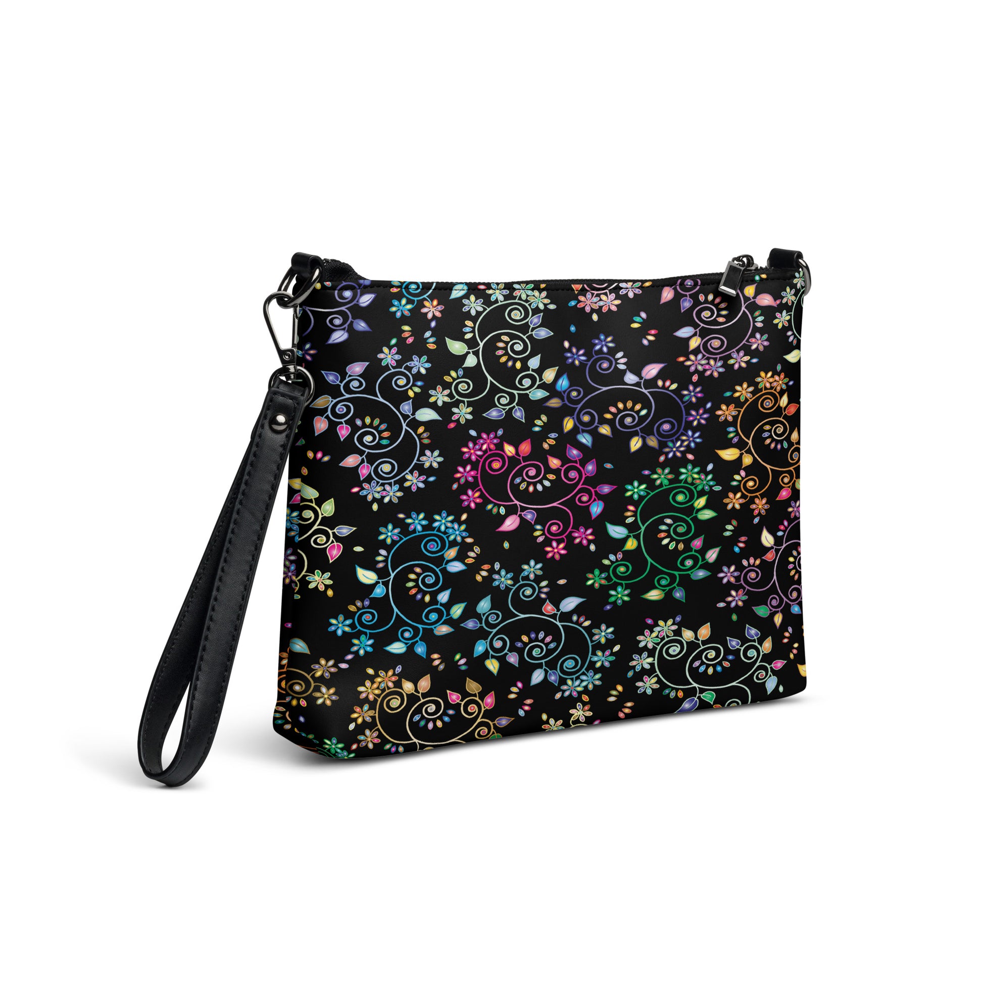 Bright Florals at Night Purse Handbag all-over-print-crossbody-bag-black-right-back-668d967e7d548