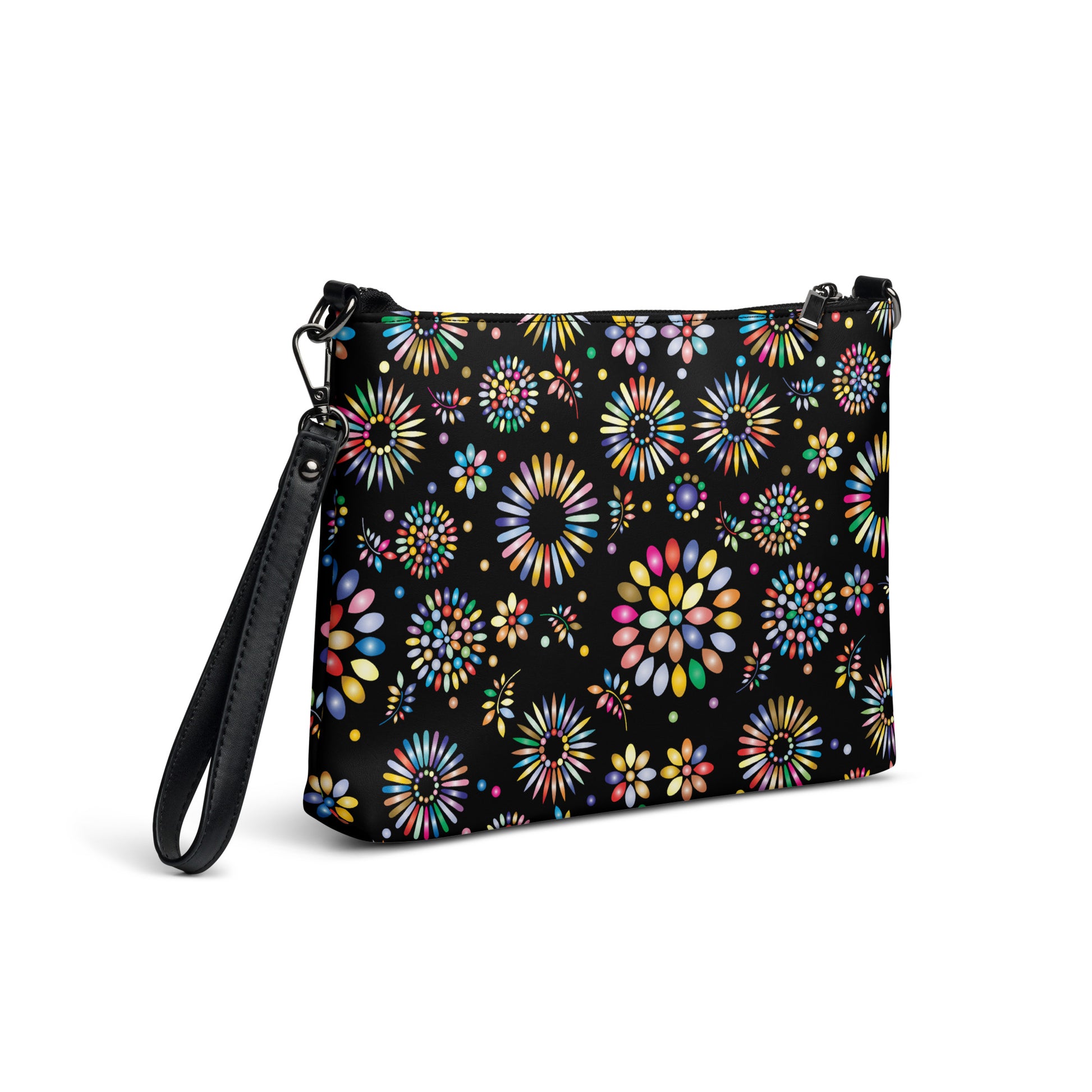 Rainbow Floral Purse Handbag all-over-print-crossbody-bag-black-right-back-668d97fe26216