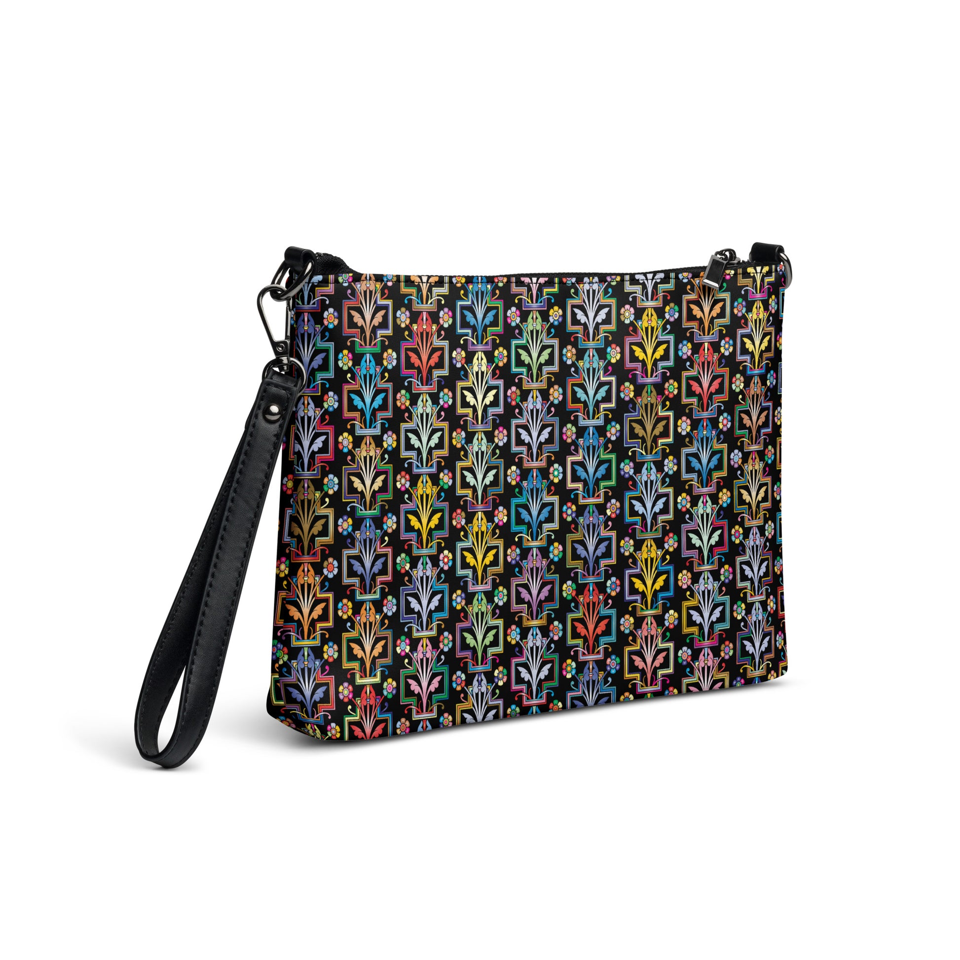 Colorful Floral Art Deco Purse Handbag all-over-print-crossbody-bag-black-right-back-668d9d2187d8d