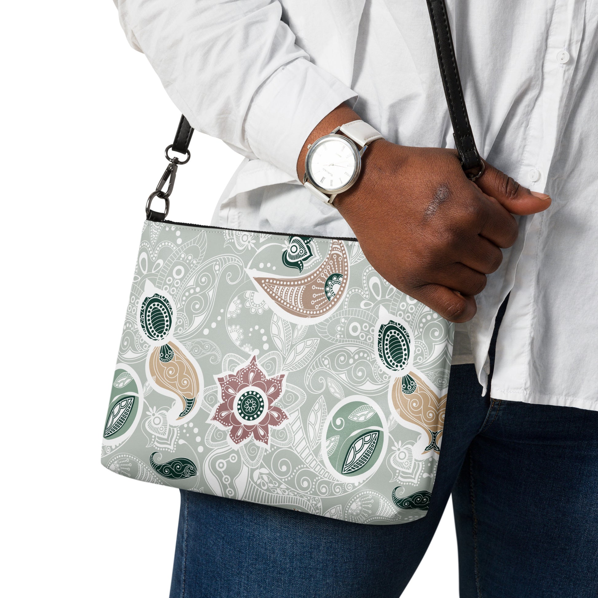 Paisley Mint Purse Handbag all-over-print-crossbody-bag-white-back-668d8c5315067