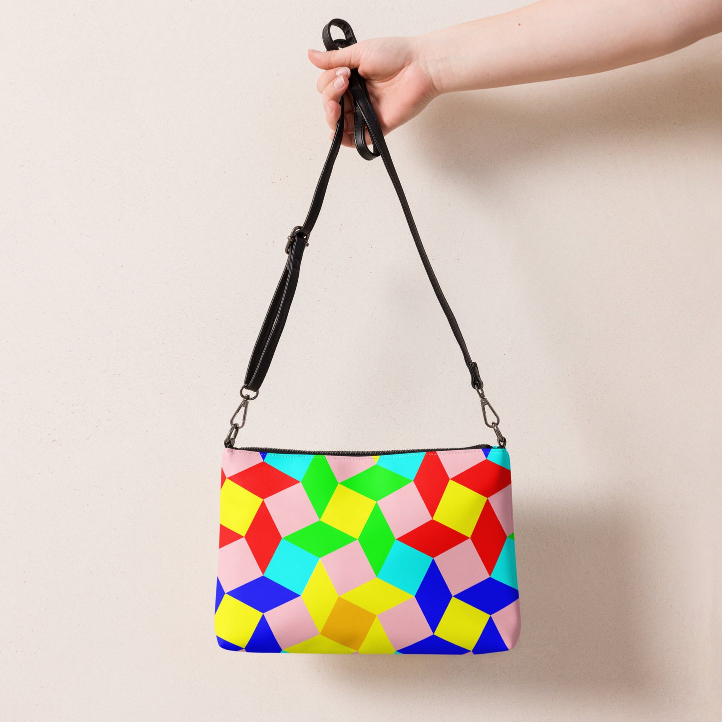 Mosaic Color Patch Purse Handbag all-over-print-crossbody-bag-white-back-668d8e9e59b18