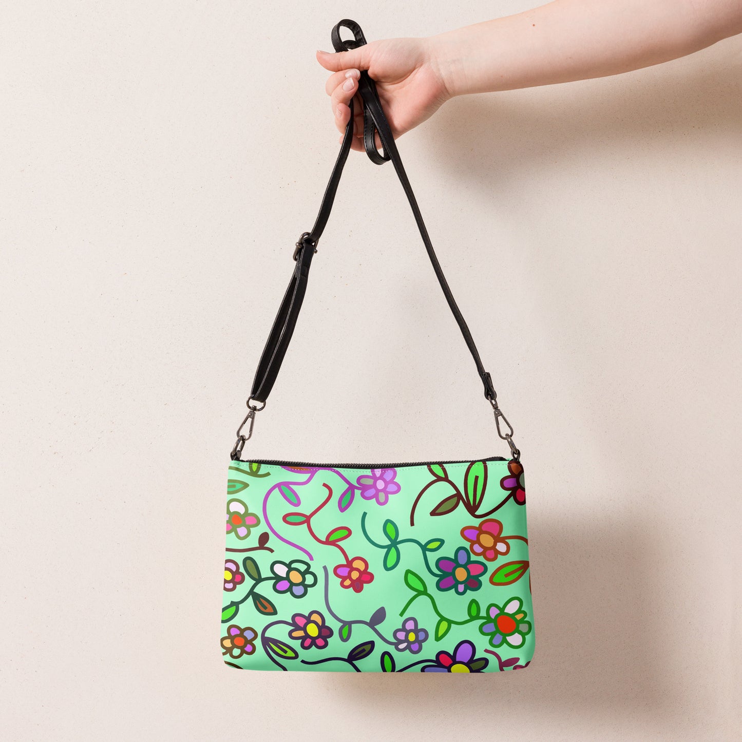 Flowers of Green Purse Handbag all-over-print-crossbody-bag-white-back-668d9742deac8