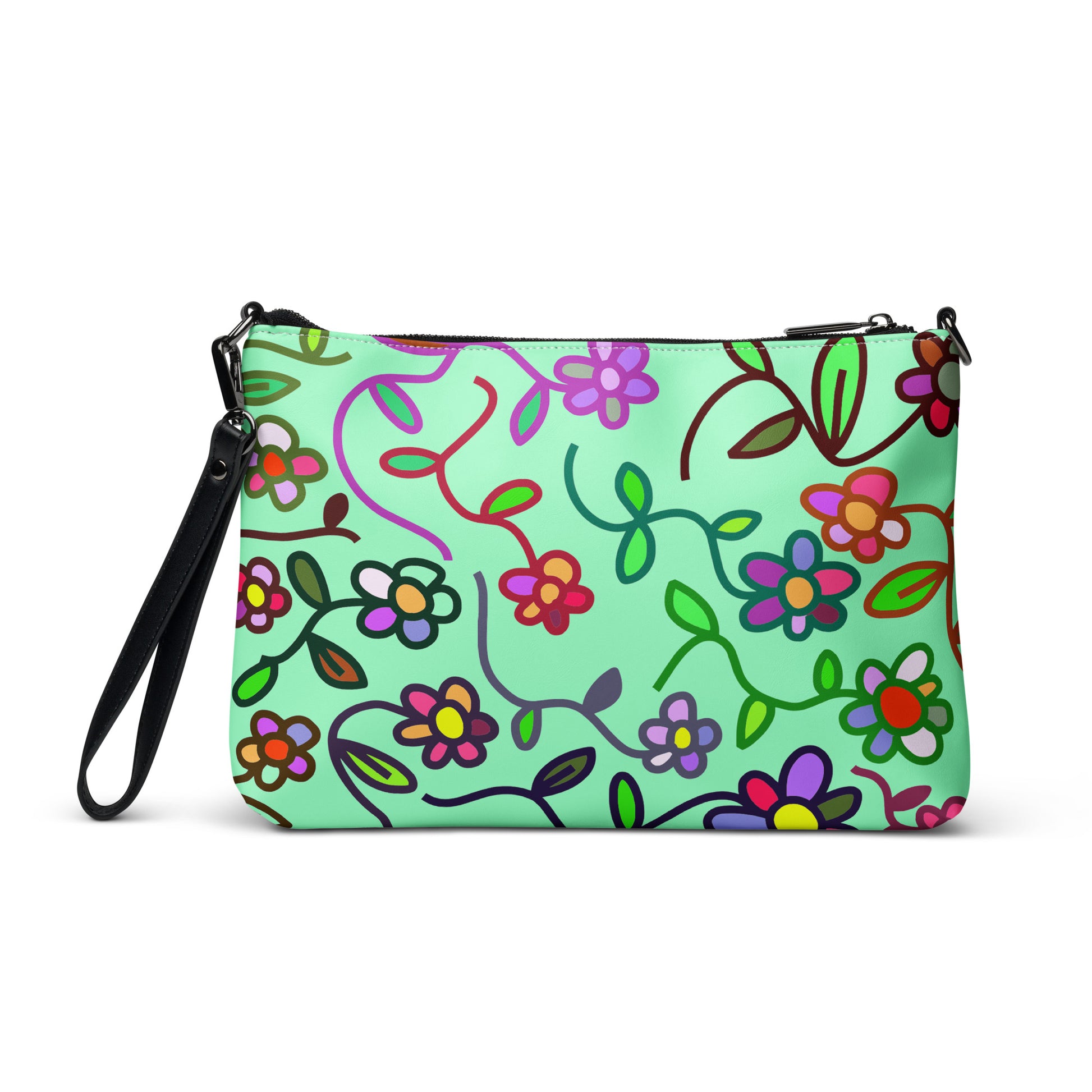 Flowers of Green Purse Handbag all-over-print-crossbody-bag-white-back-668d9742deedb